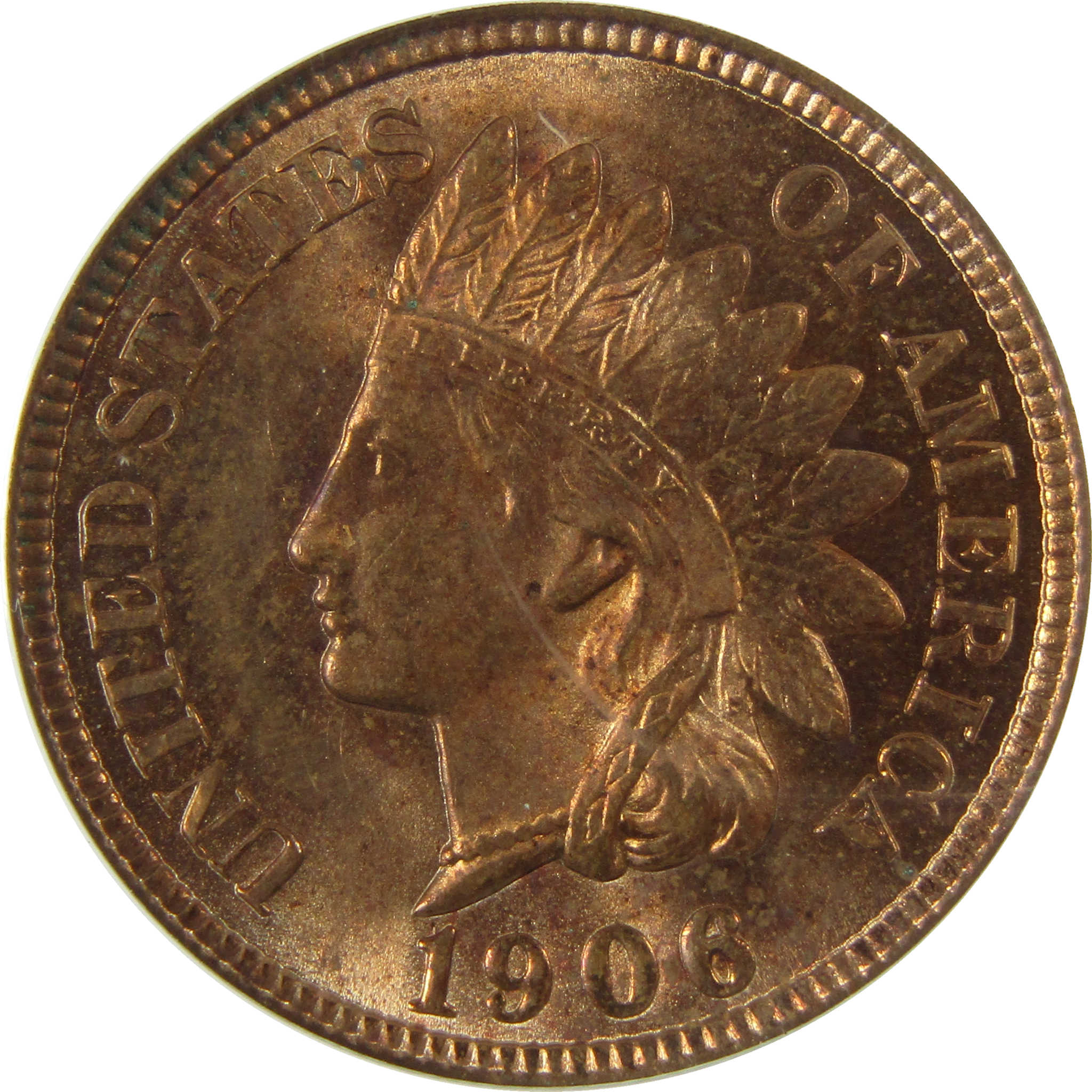1906 Indian Head Cent MS 63 RB ANACS Uncirculated Penny SKU:I28409