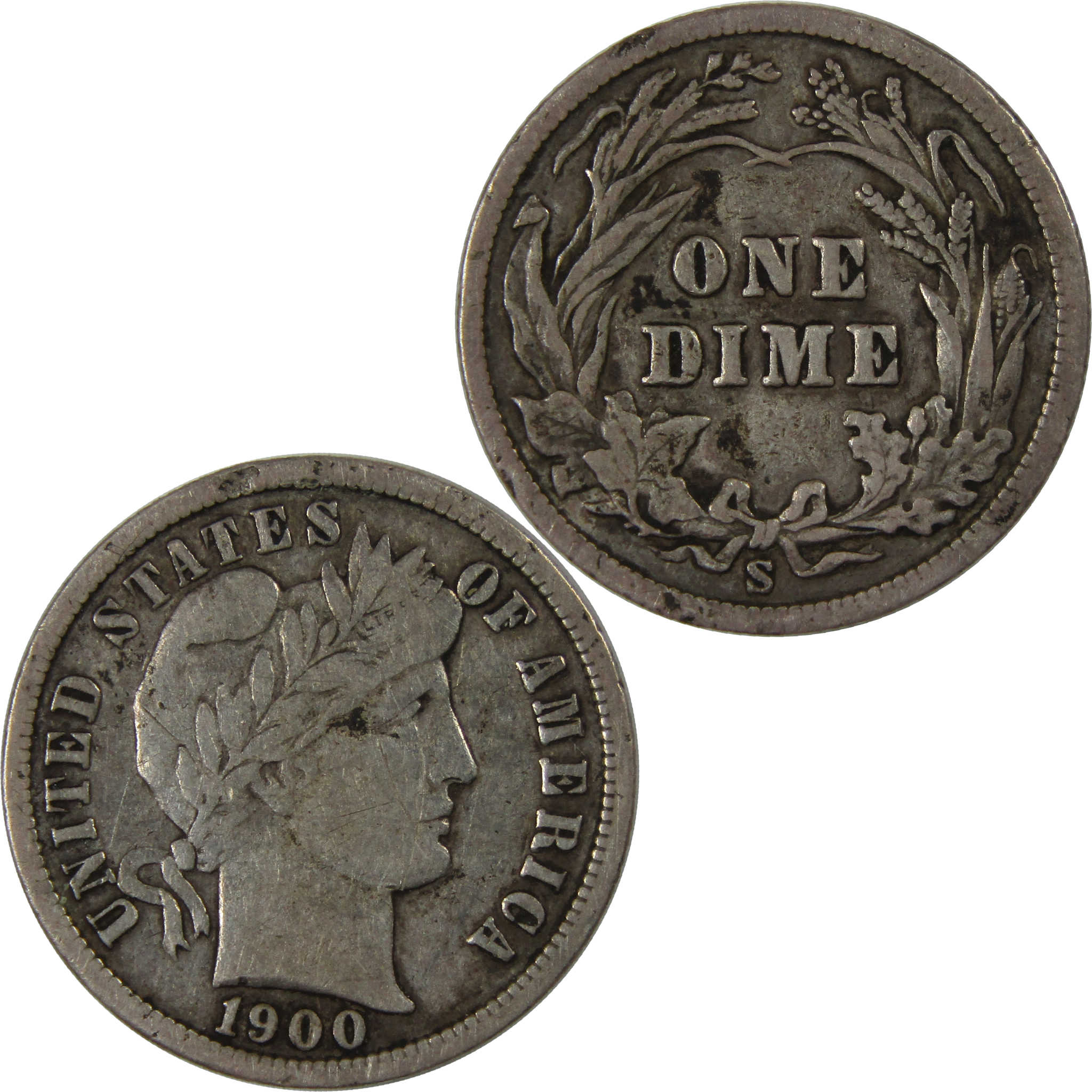 1900 S Barber Dime F Fine Silver 10c Coin Collectible SKU:I23722