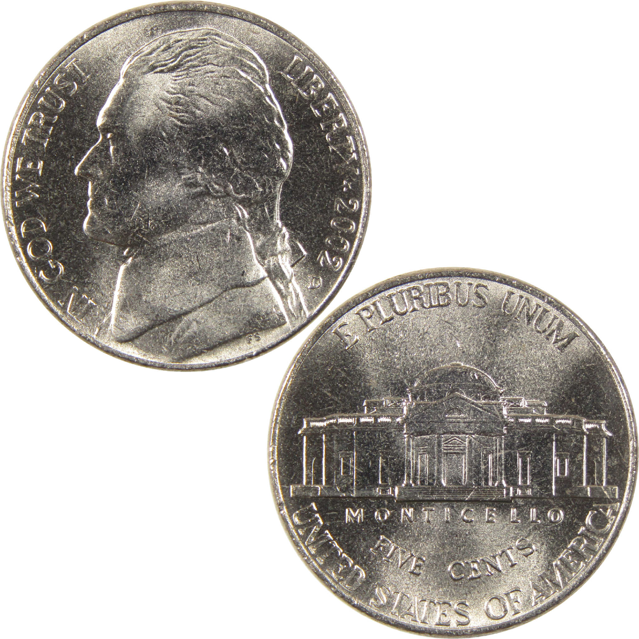 2002 D Jefferson Nickel BU Uncirculated 5c Coin
