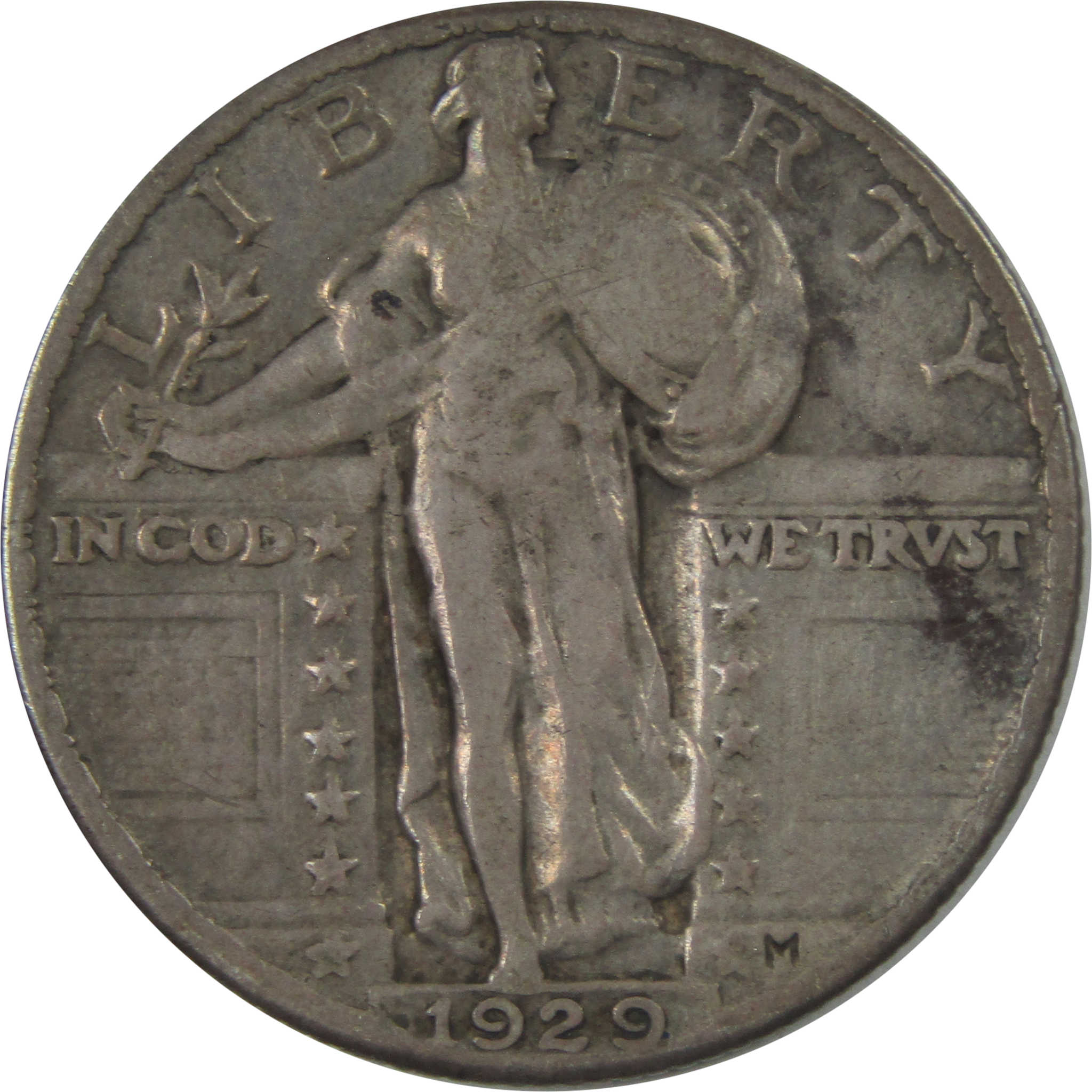 1929 Standing Liberty Quarter F Fine Silver 25c Coin SKU:I15488