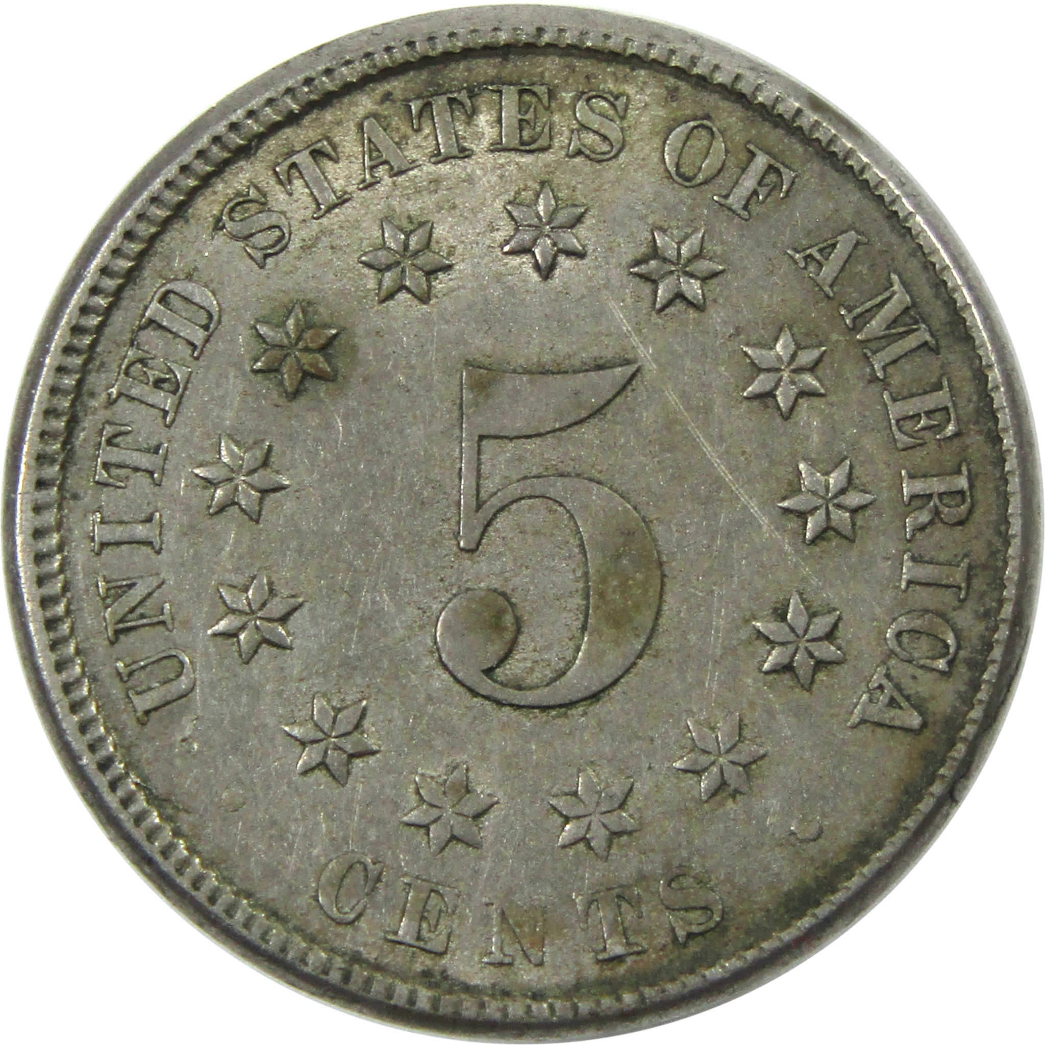 1883 With Cents Shield Nickel AU About Uncirculated 5c Coin SKU:I13997