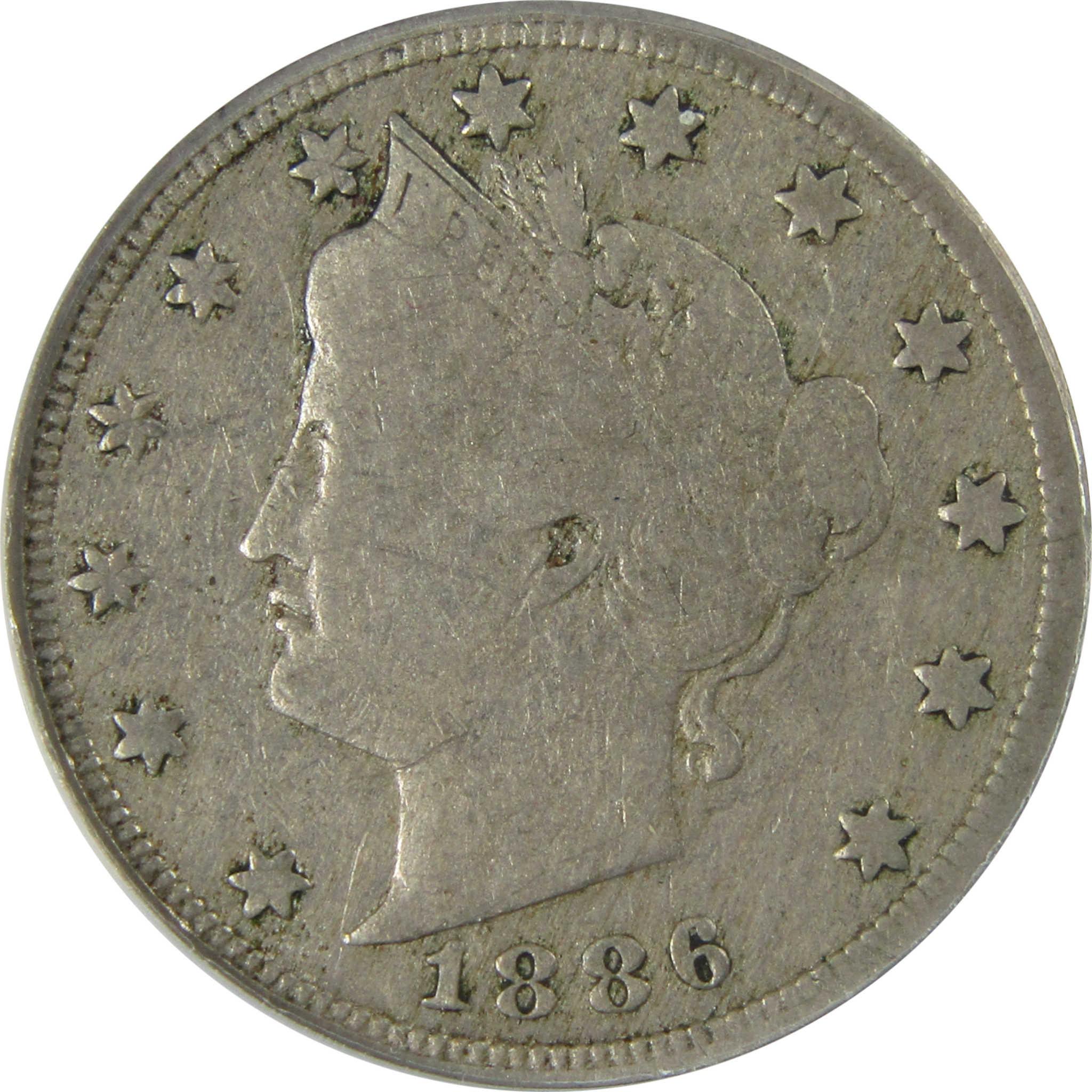 1886 Liberty Head V Nickel VG 10 ANACS 5c Coin Collectible SKU:CP760