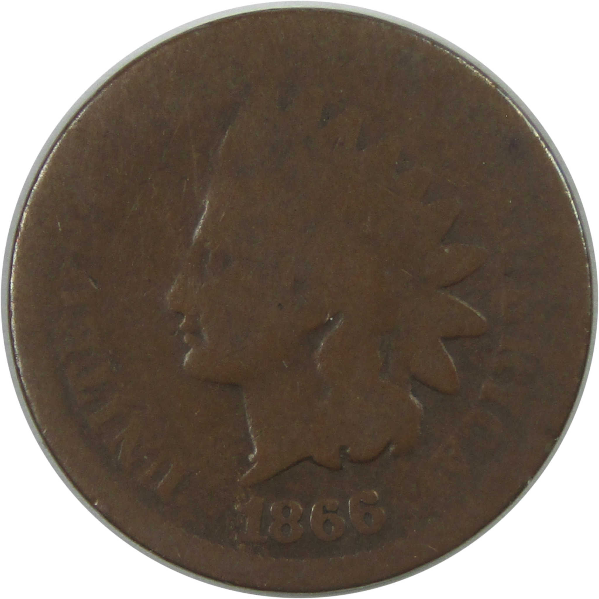 1866 Indian Head Cent AG About Good Penny 1c Coin SKU:I16037