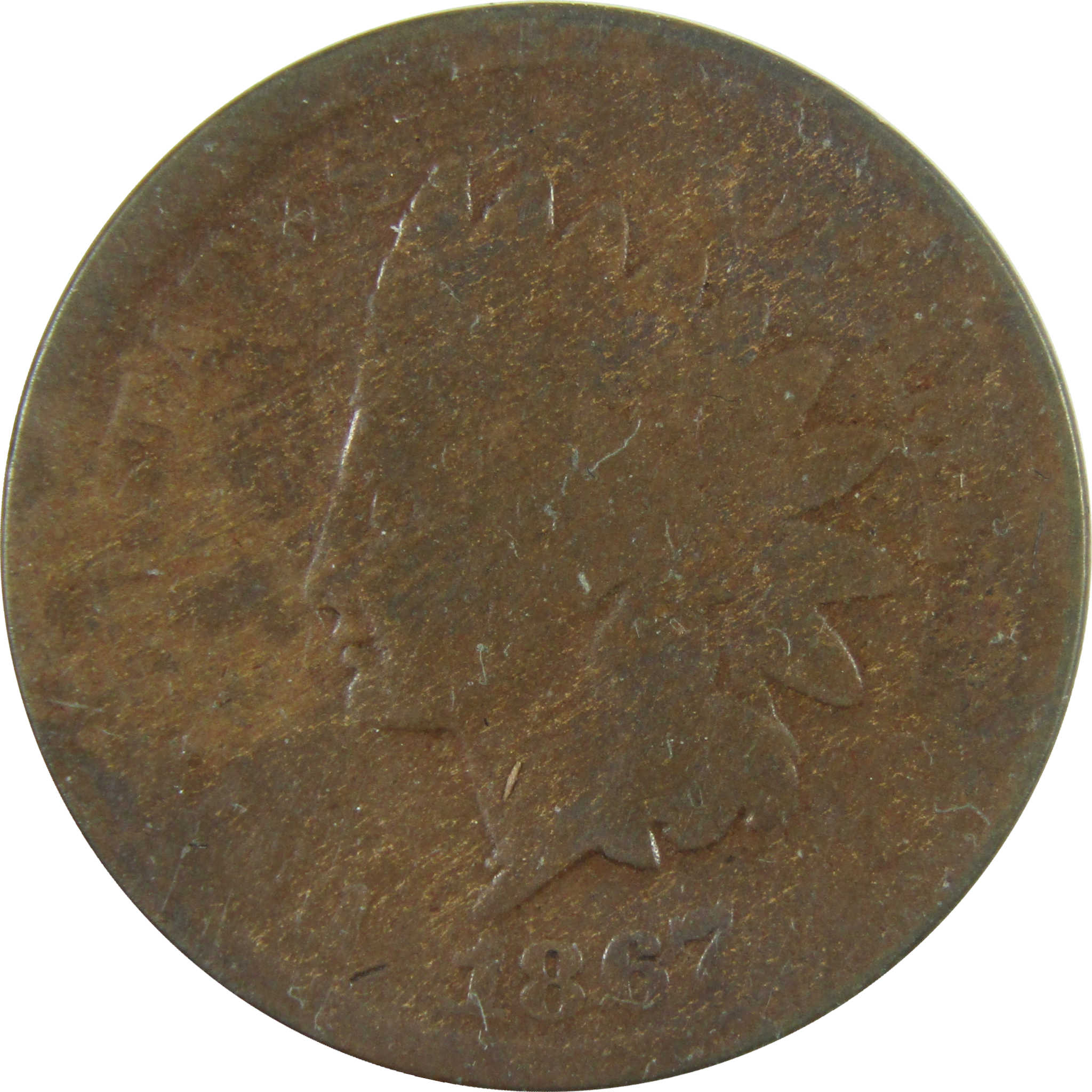 1867 Indian Head Cent AG About Good Penny 1c Coin SKU:I28230