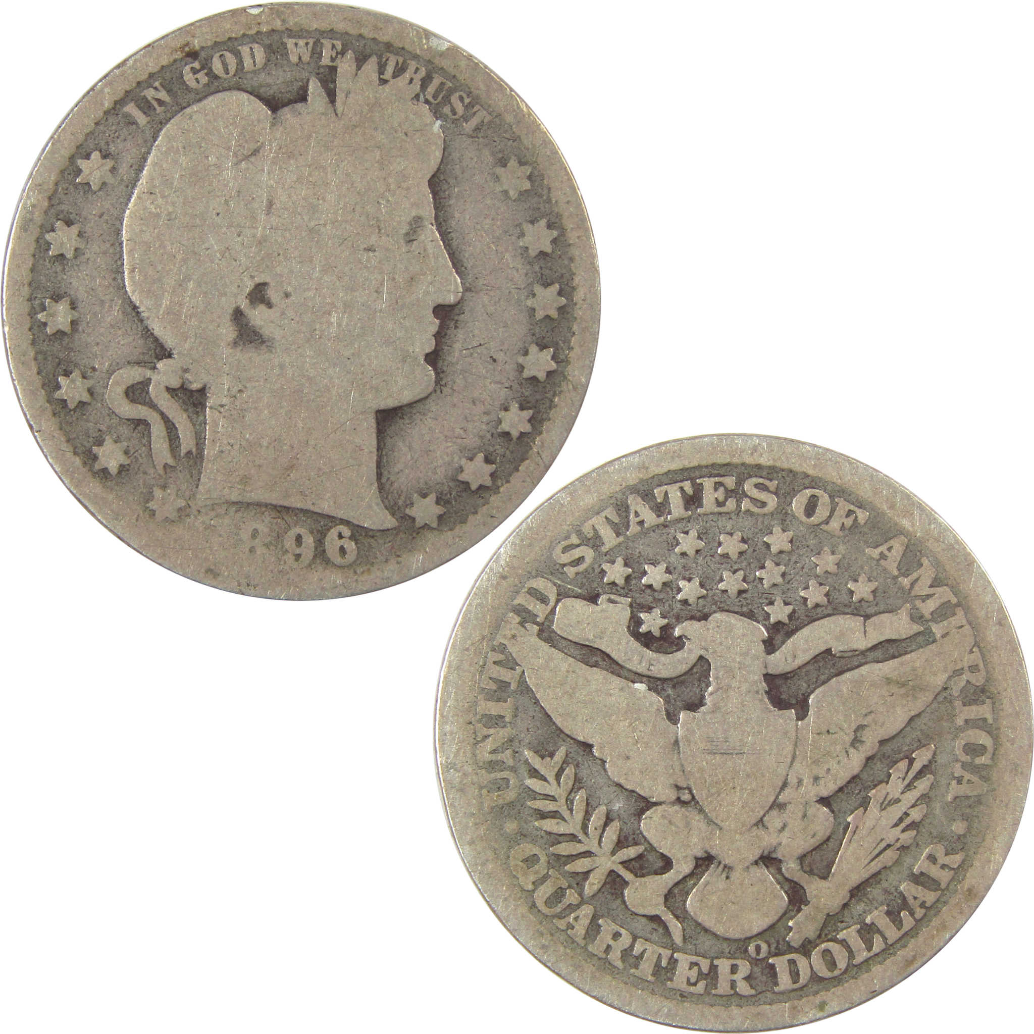 1896 O Barber Quarter AG About Good Silver 25c Coin SKU:I21875