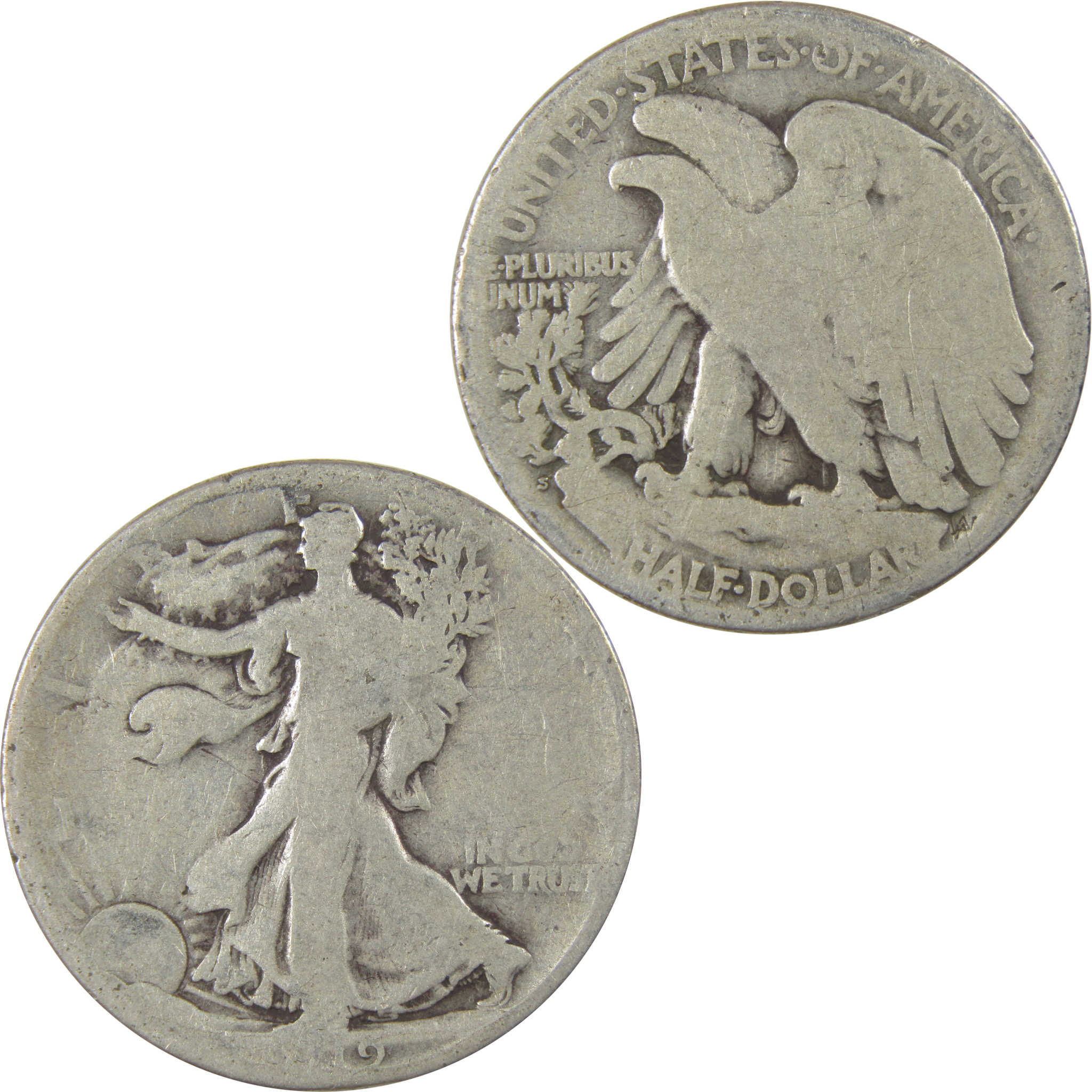 1919 S Liberty Walking Silver Half Dollar AG About Good SKU:I24115