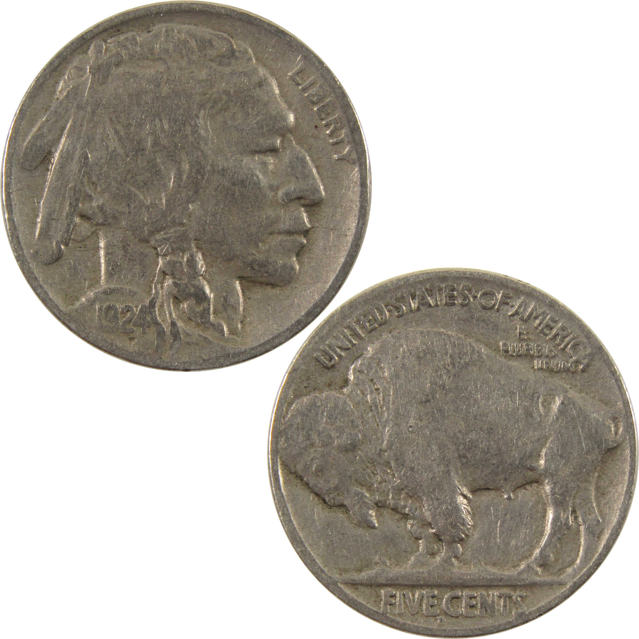 1924 D Indian Head Buffalo Nickel F Fine 5c Coin SKU:I9449