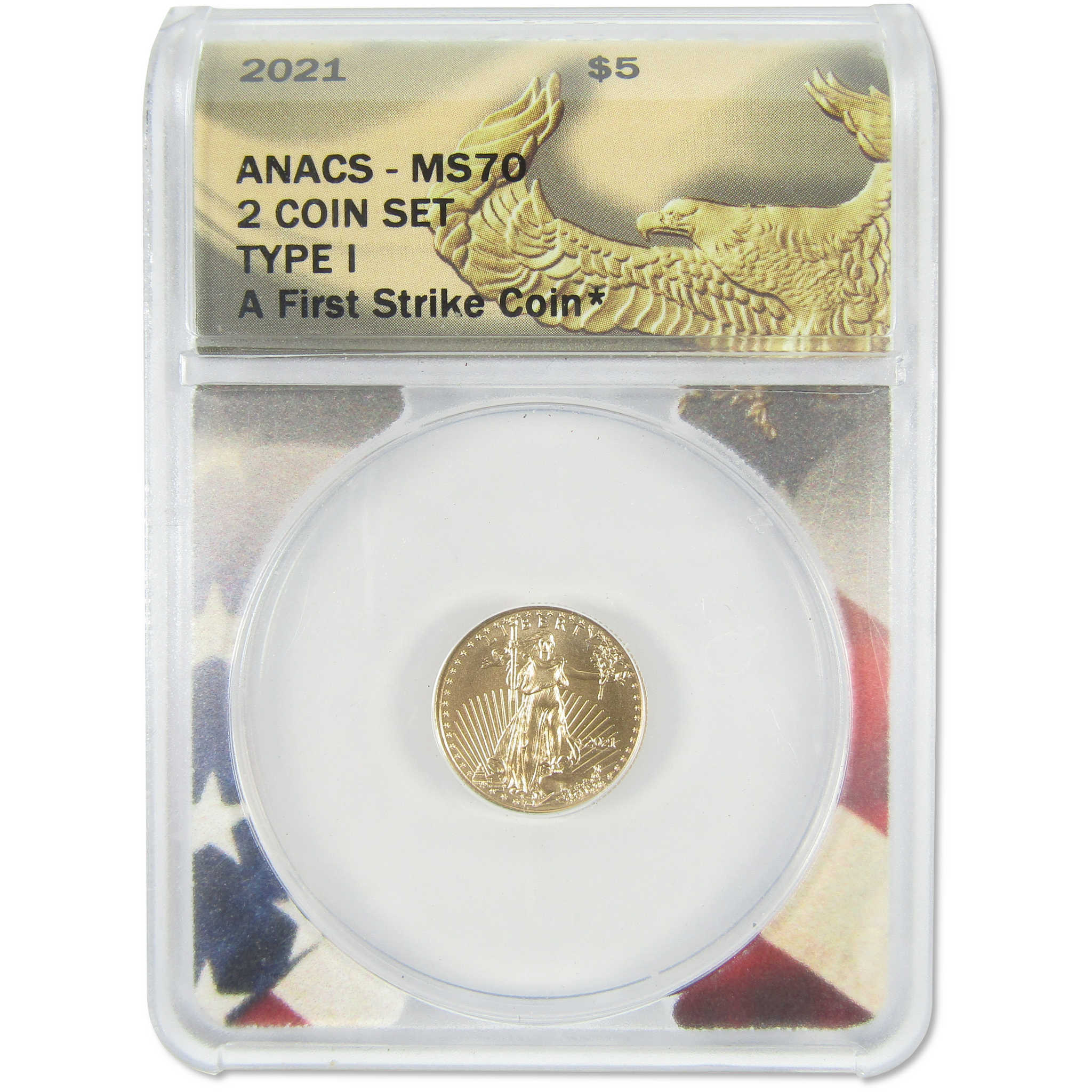 2021 Type 1 & 2 1/10 oz Gold Eagle 2 Coin Set MS 70 ANACS SKU:CPC9636