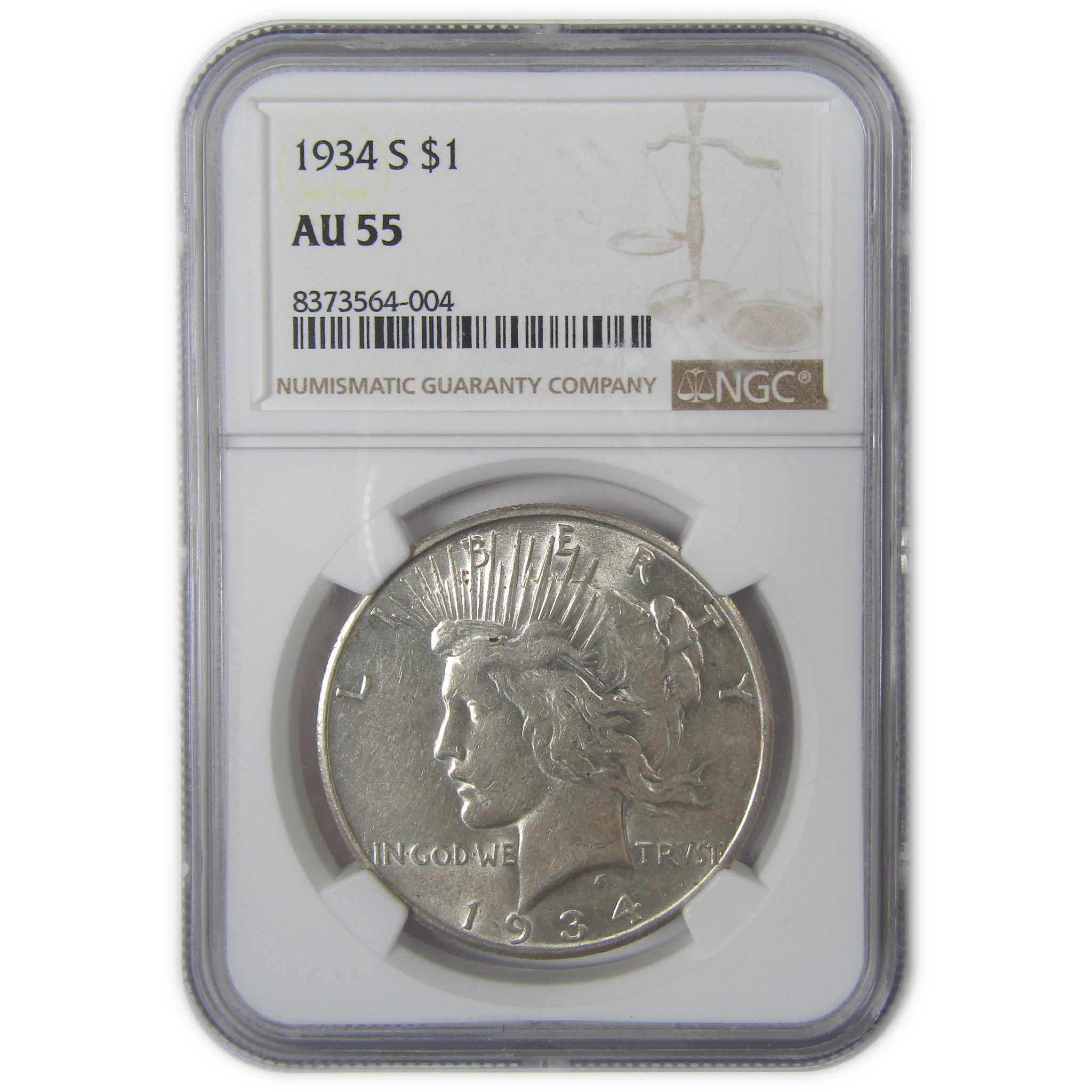 1934 S Peace Dollar AU 55 NGC Silver $1 Coin Collectible SKU:I23308