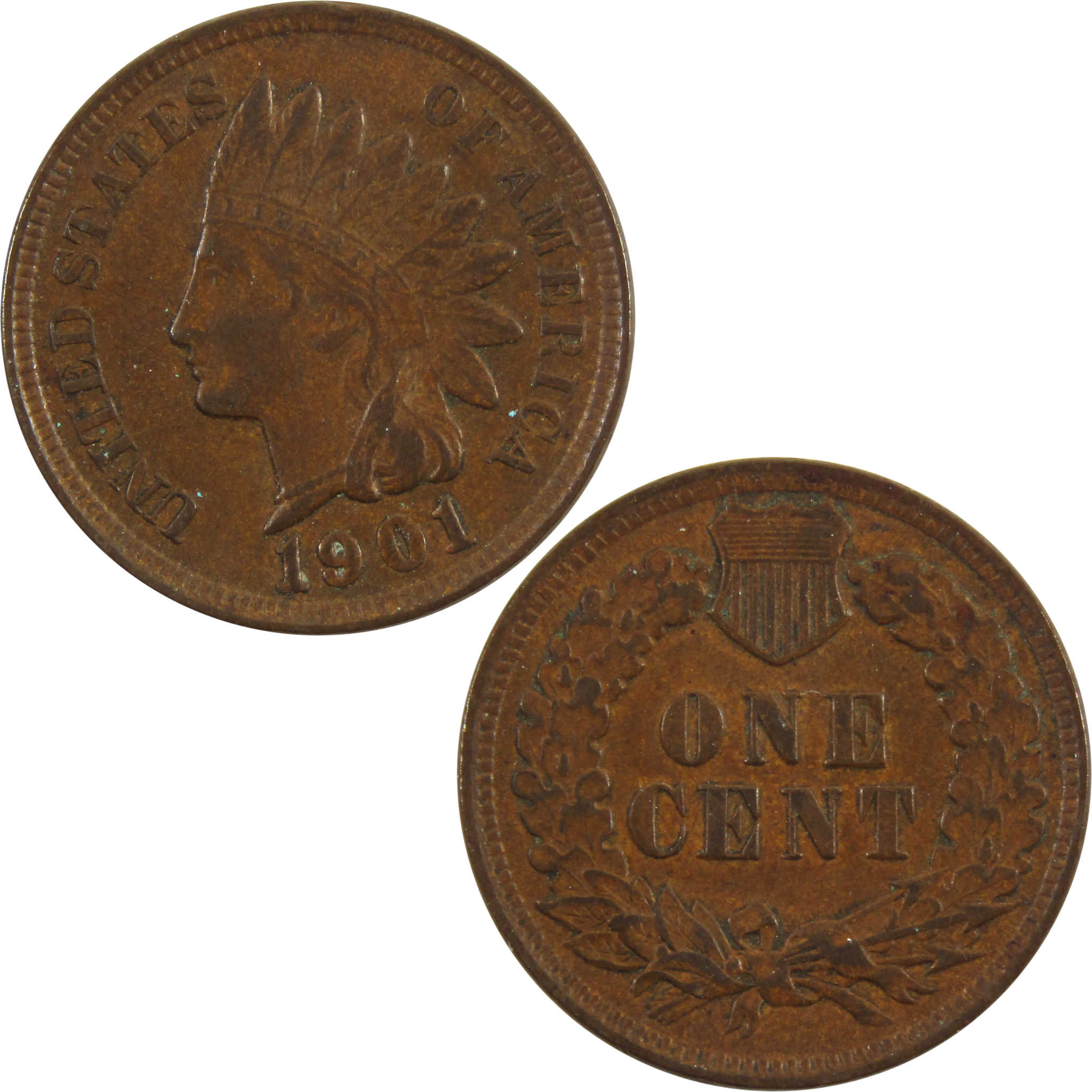 1901 Indian Head Cent AU About Uncirculated Penny 1c Coin SKU:I11131