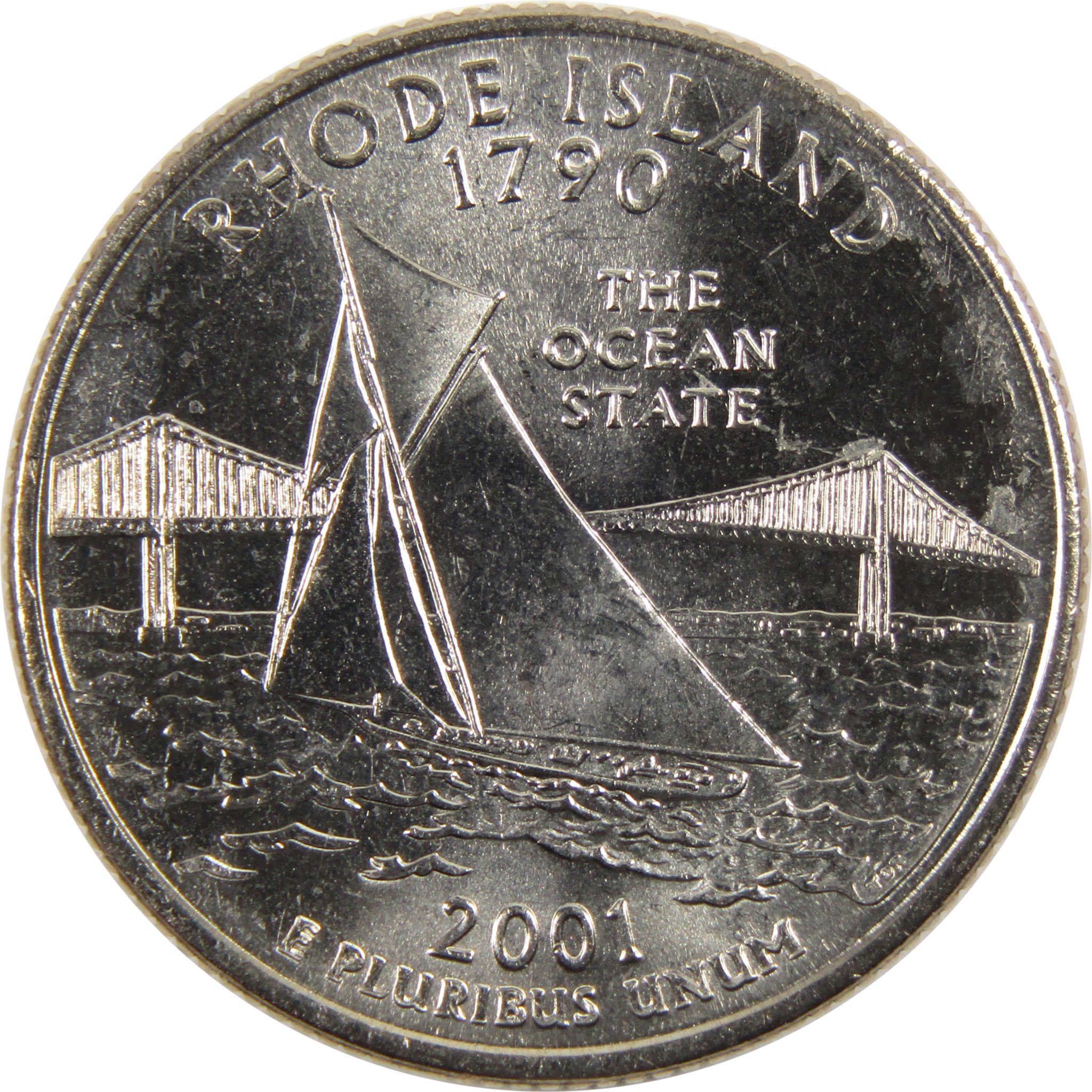 2001 D Rhode Island State Quarter BU Uncirculated Clad 25c Coin