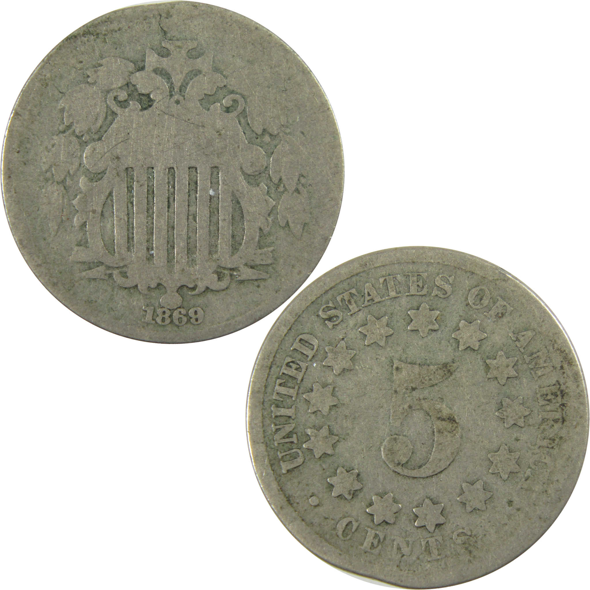 1869 Shield Nickel AG About Good 5c Coin SKU:I28220