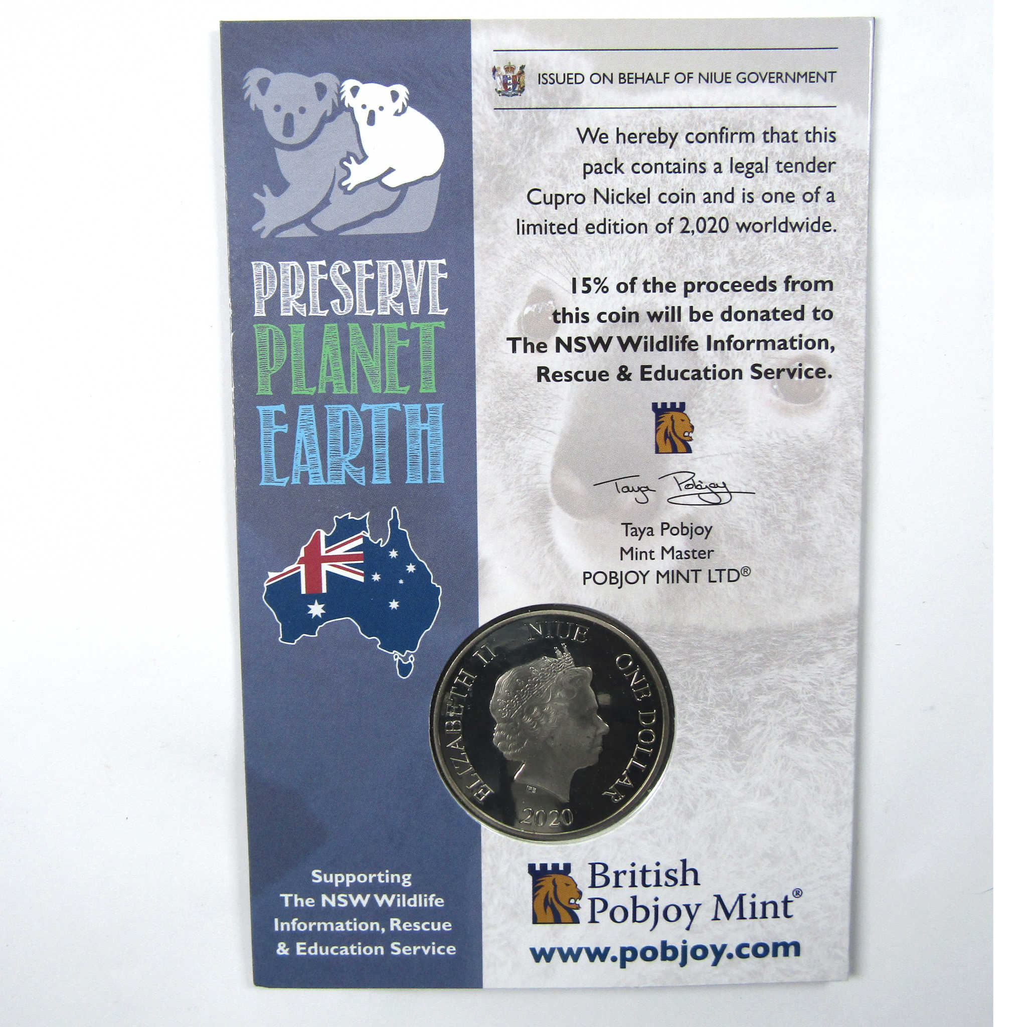 Preserve the Planet Australian Koala $1 Coin 2020 Niue SKU:CPC7005