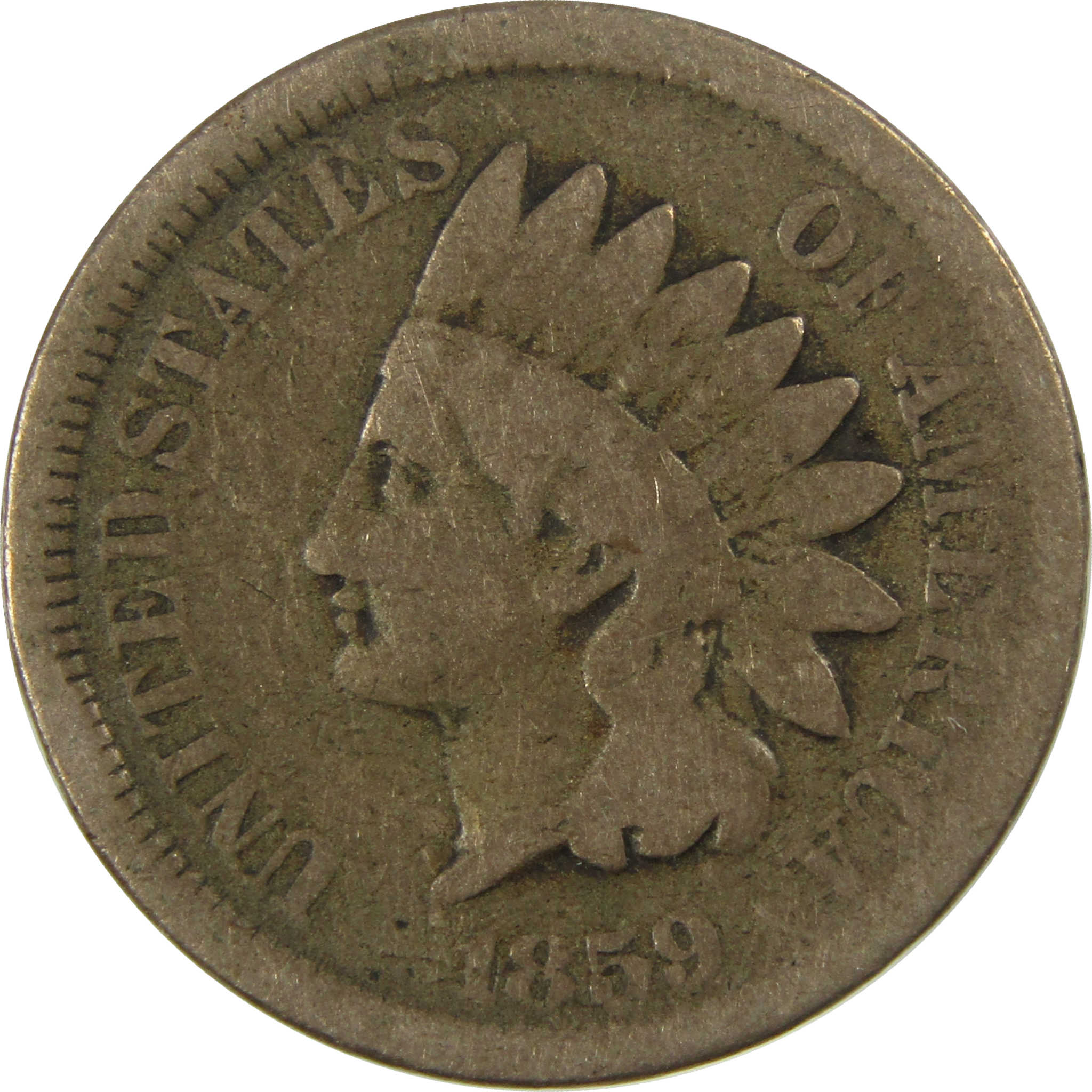 1859 Indian Head Cent AG About Good Penny 1c Coin SKU:I26965