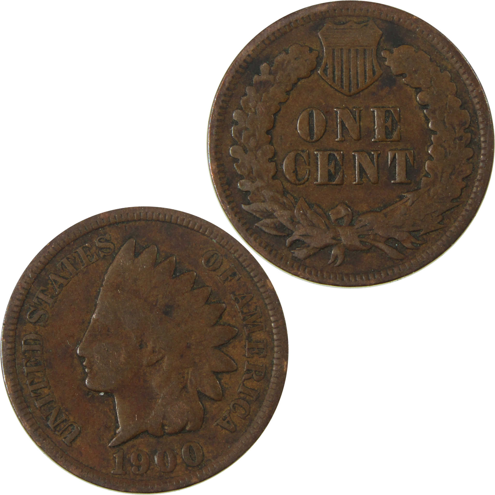 1900 Indian Head Cent F Fine Penny 1c Coin SKU:I26990