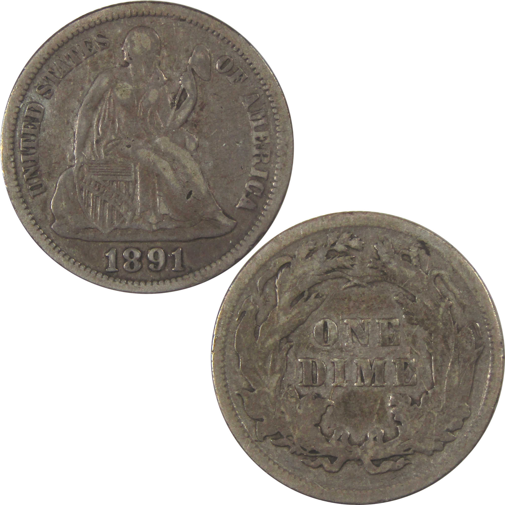 1891 Seated Liberty Silver Dime VF Very Fine Details SKU:I23389