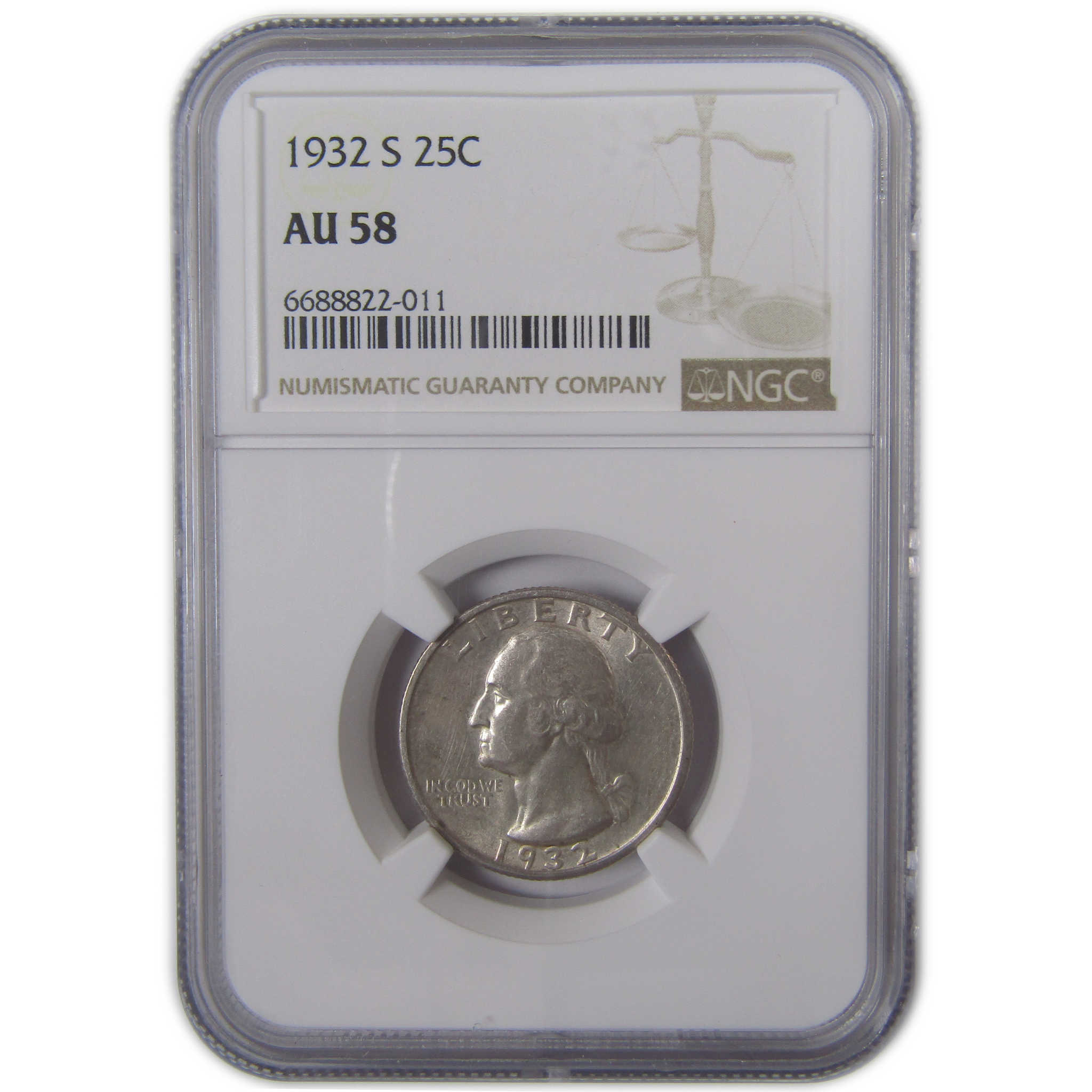 1932 S Washington Quarter AU 58 NGC Silver 25c Coin SKU:I17423