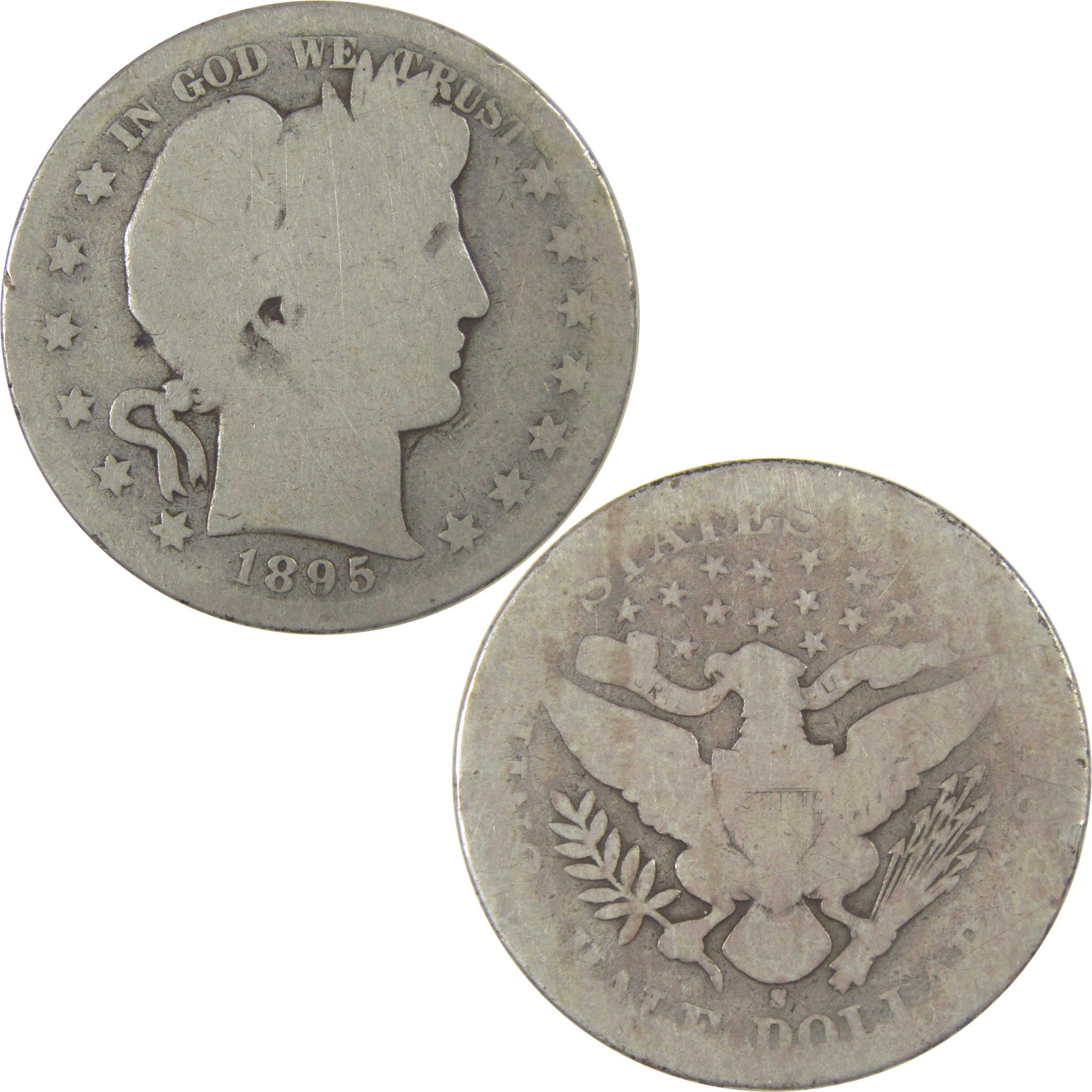 1895 S Barber Silver Half Dollar AG About Good 50c Coin SKU:I24581