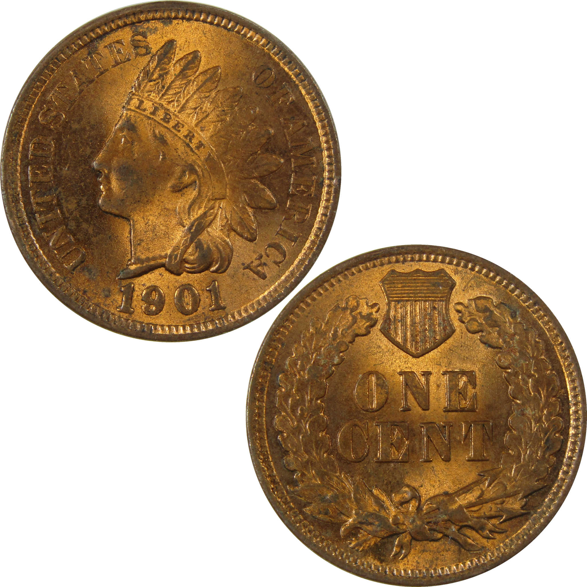 1901 Indian Head Cent AU About Uncirculated Penny 1c Coin SKU:I26958