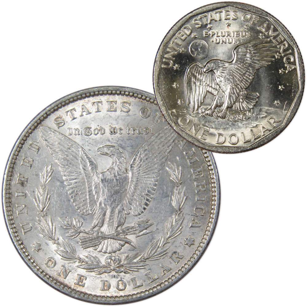 1881 Morgan Silver Dollar AU About Uncirculated with 1980 SBA $1 Unc - Morgan coin - Morgan silver dollar - Morgan silver dollar for sale - Profile Coins &amp; Collectibles