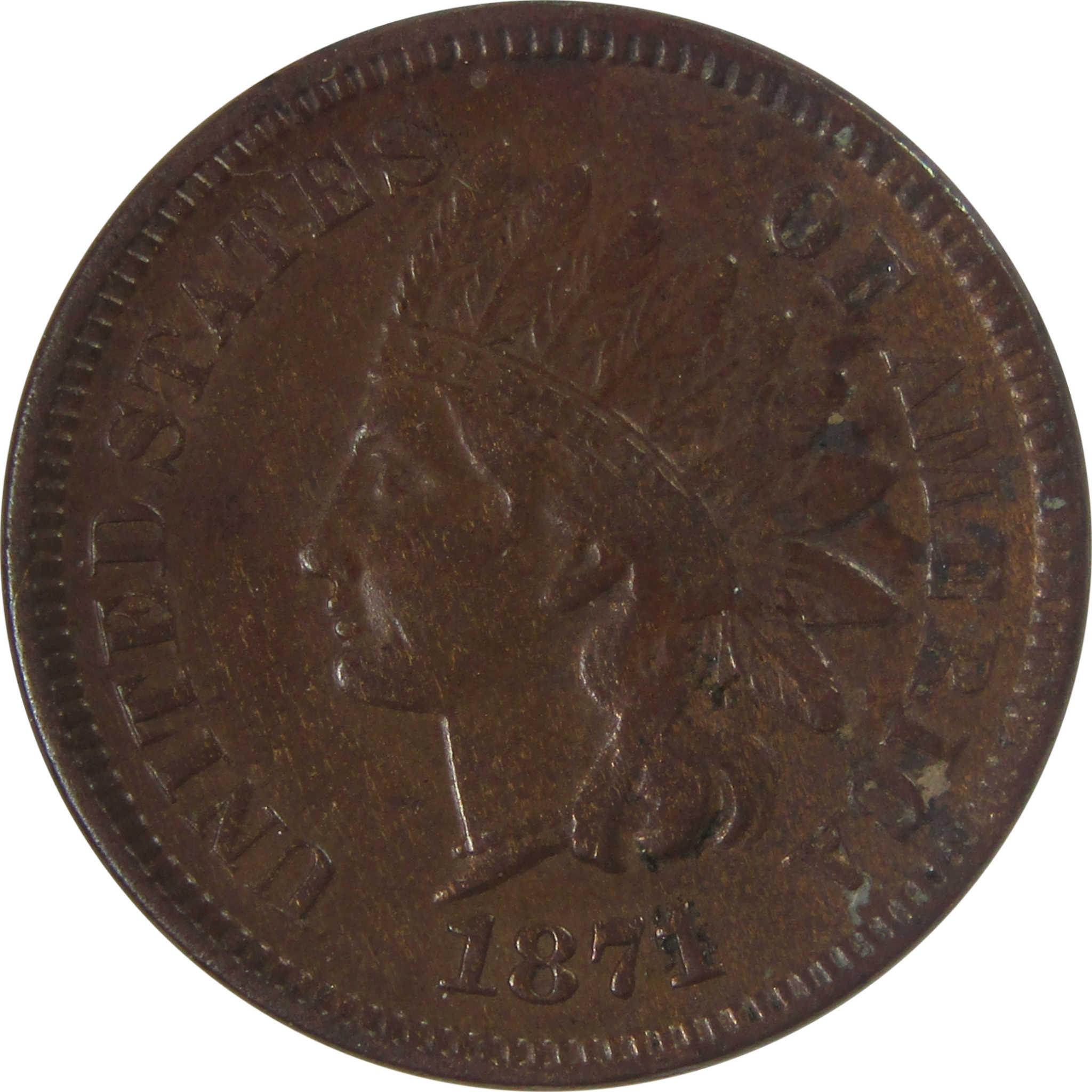 1871 Indian Head Cent XF EF Extremely Fine Penny 1c Coin SKU:I25186