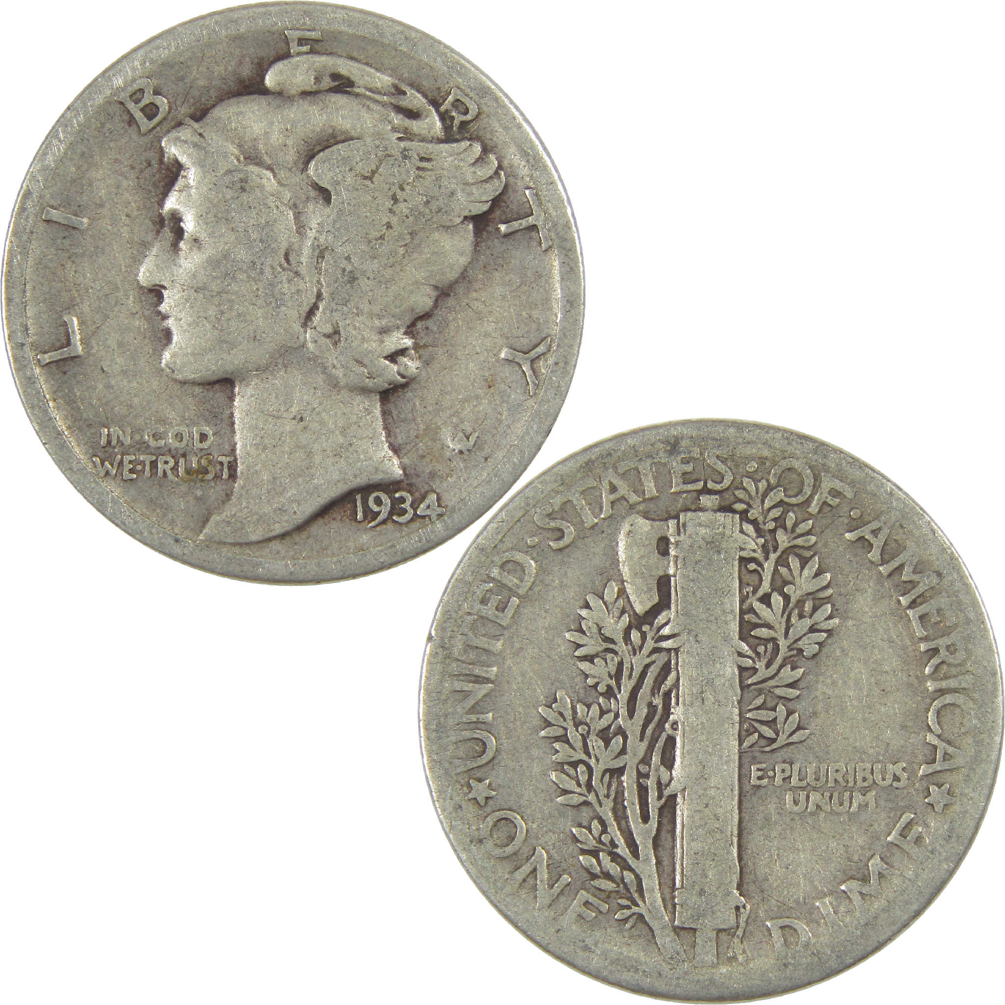 1934 Mercury Dime G Good Silver 10c Coin