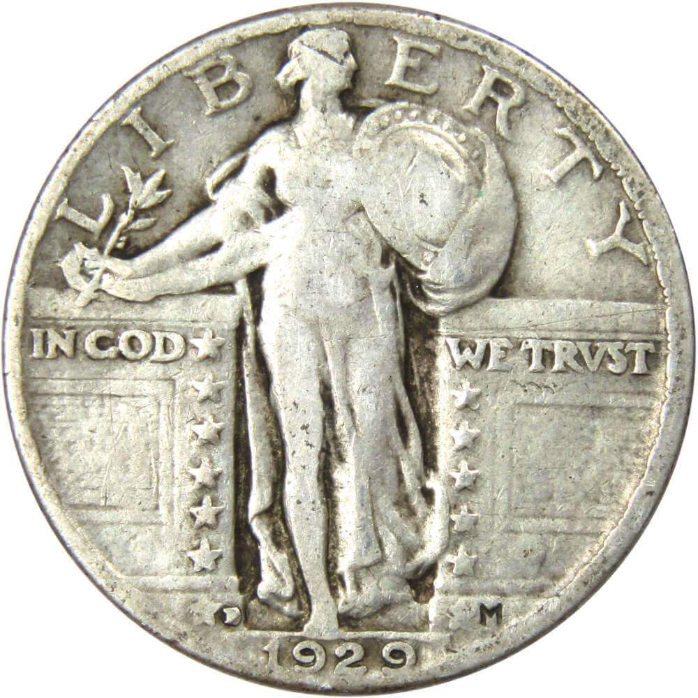 1929 D Standing Liberty Quarter VG Very Good 90% Silver 25c US Type Coin