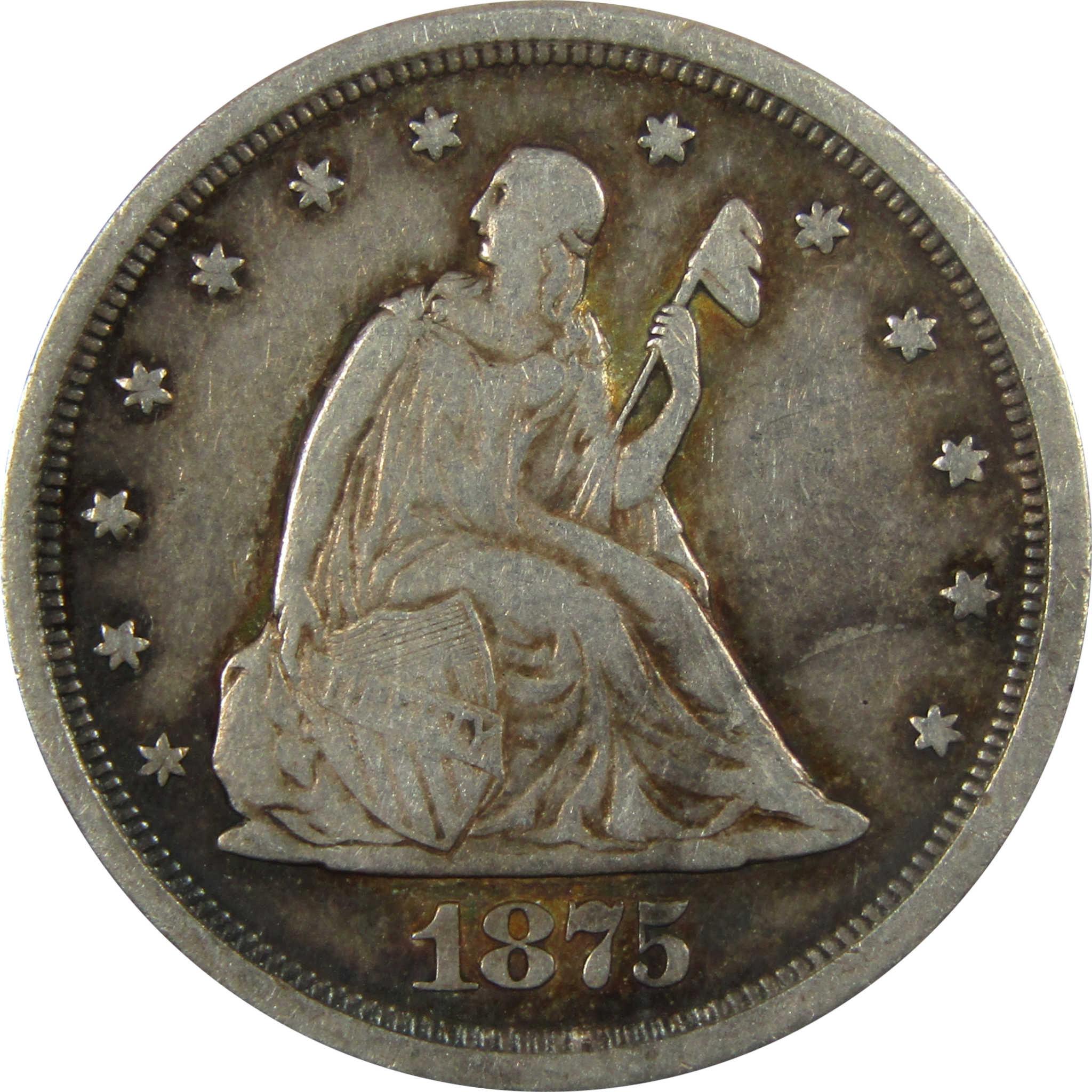 1875 S Seated Liberty Silver Twenty Cent Piece VF Very Fine SKU:I24975