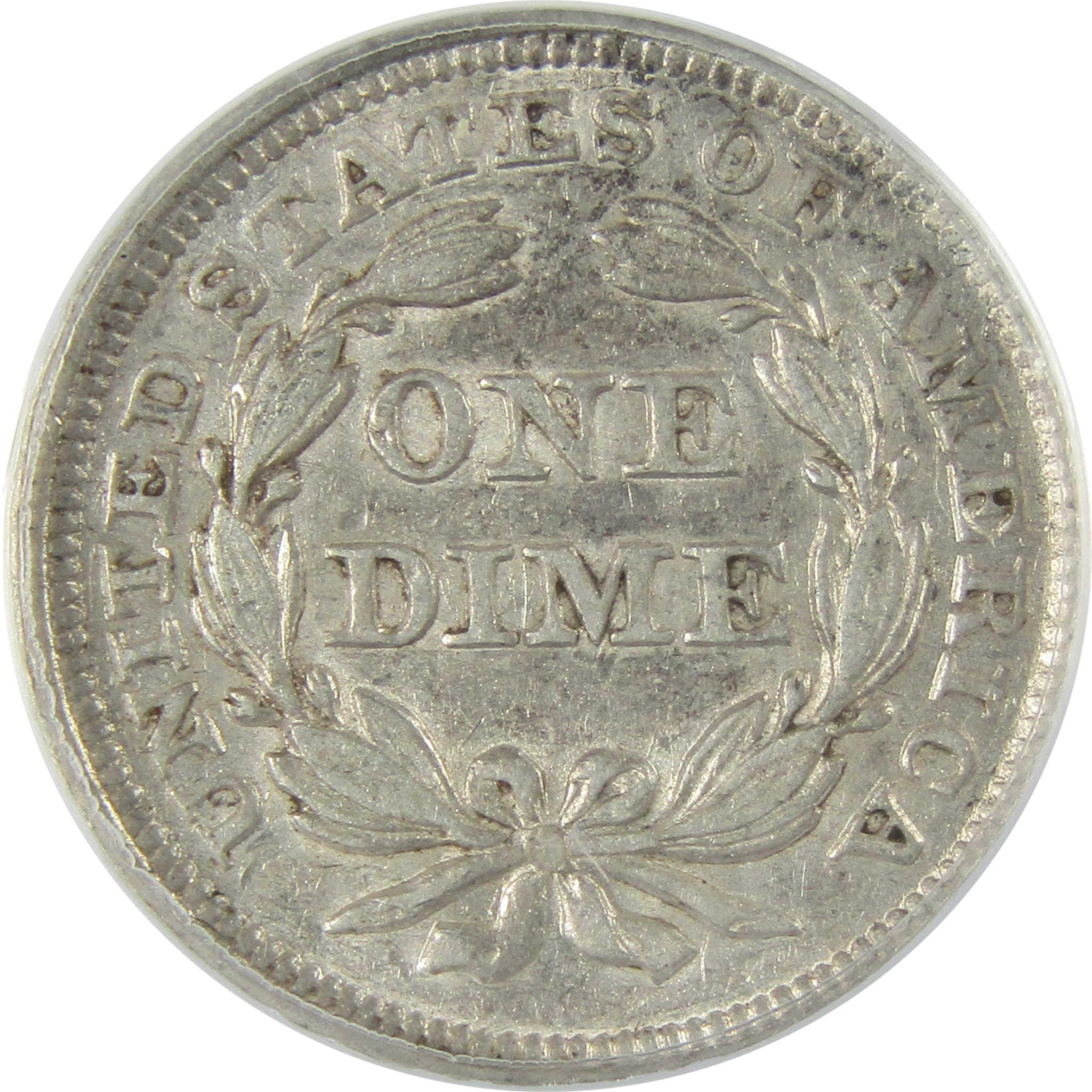 1857 Seated Liberty Silver Dime AU 50 ANACS 10c Coin SKU:CP806