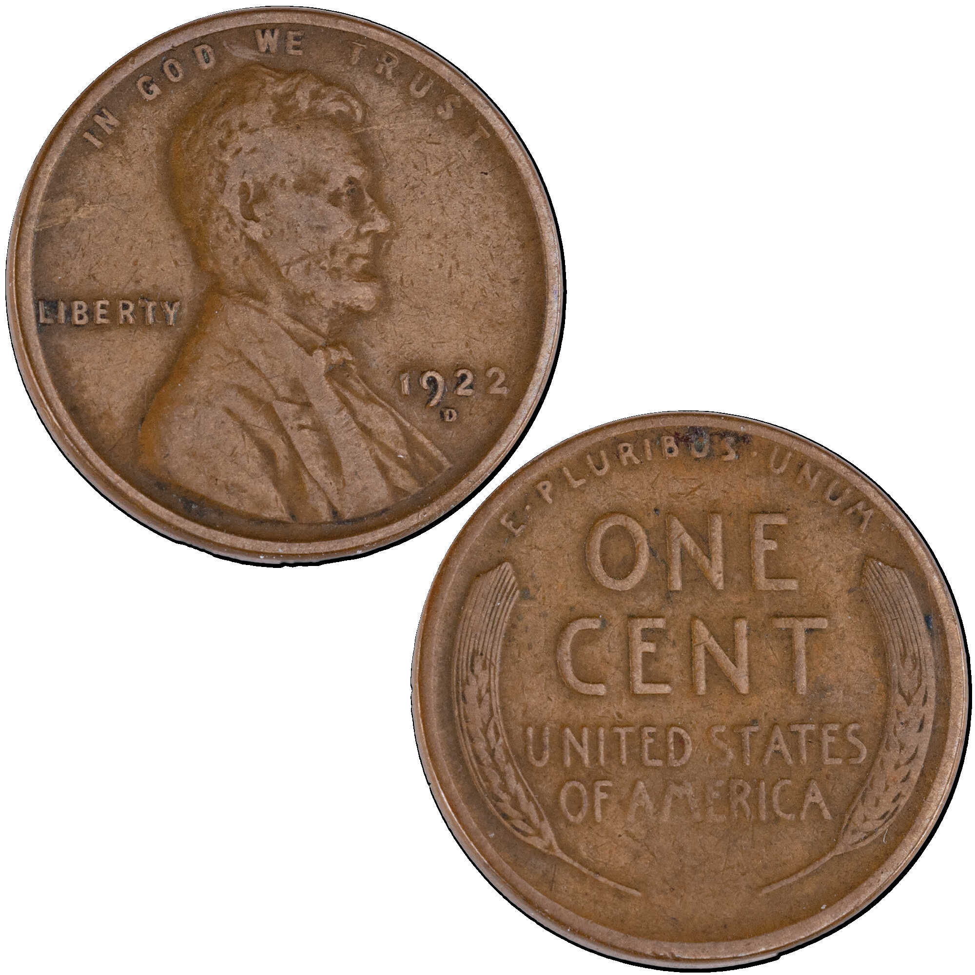 1922 D Lincoln Wheat Cent F Fine Penny 1c Coin SKU:CPC12665