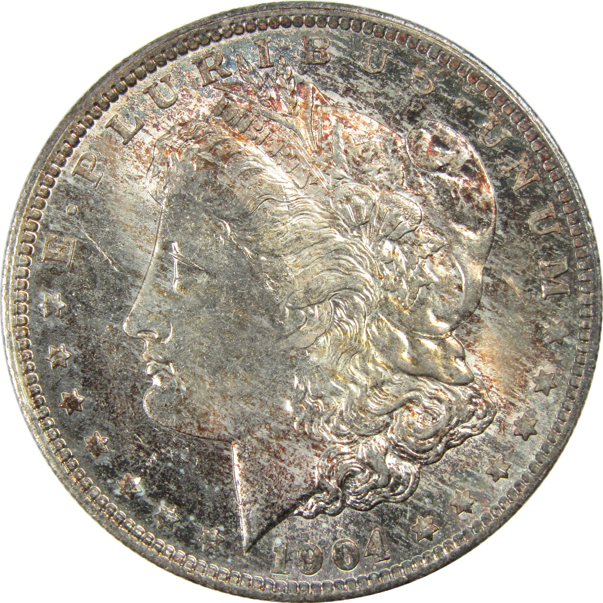 1904 O Morgan Dollar Uncirculated Silver $1 Coin Toned SKU:I13203