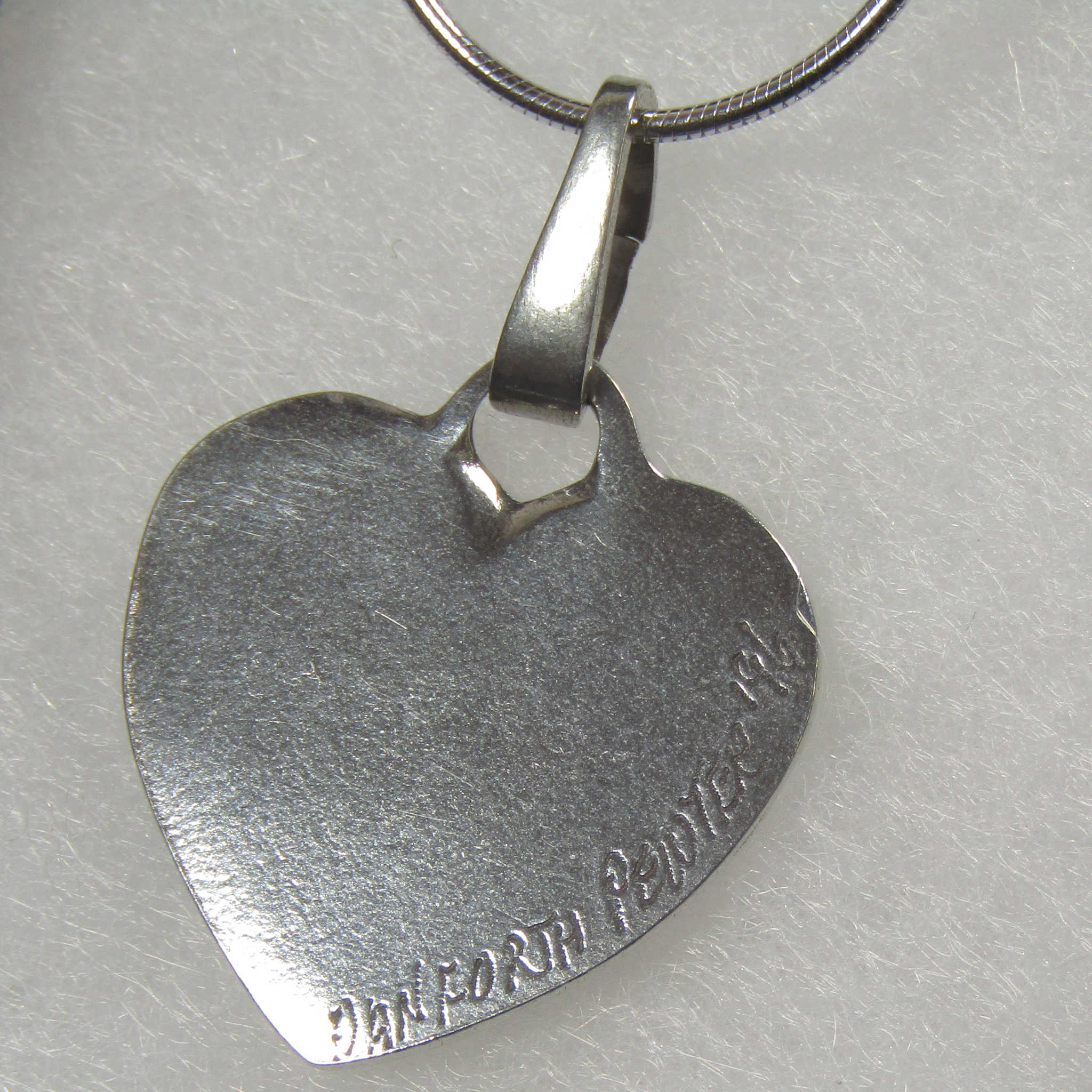 Florentine Heart Pewter Necklace with 18-inch Sterling Silver Chain