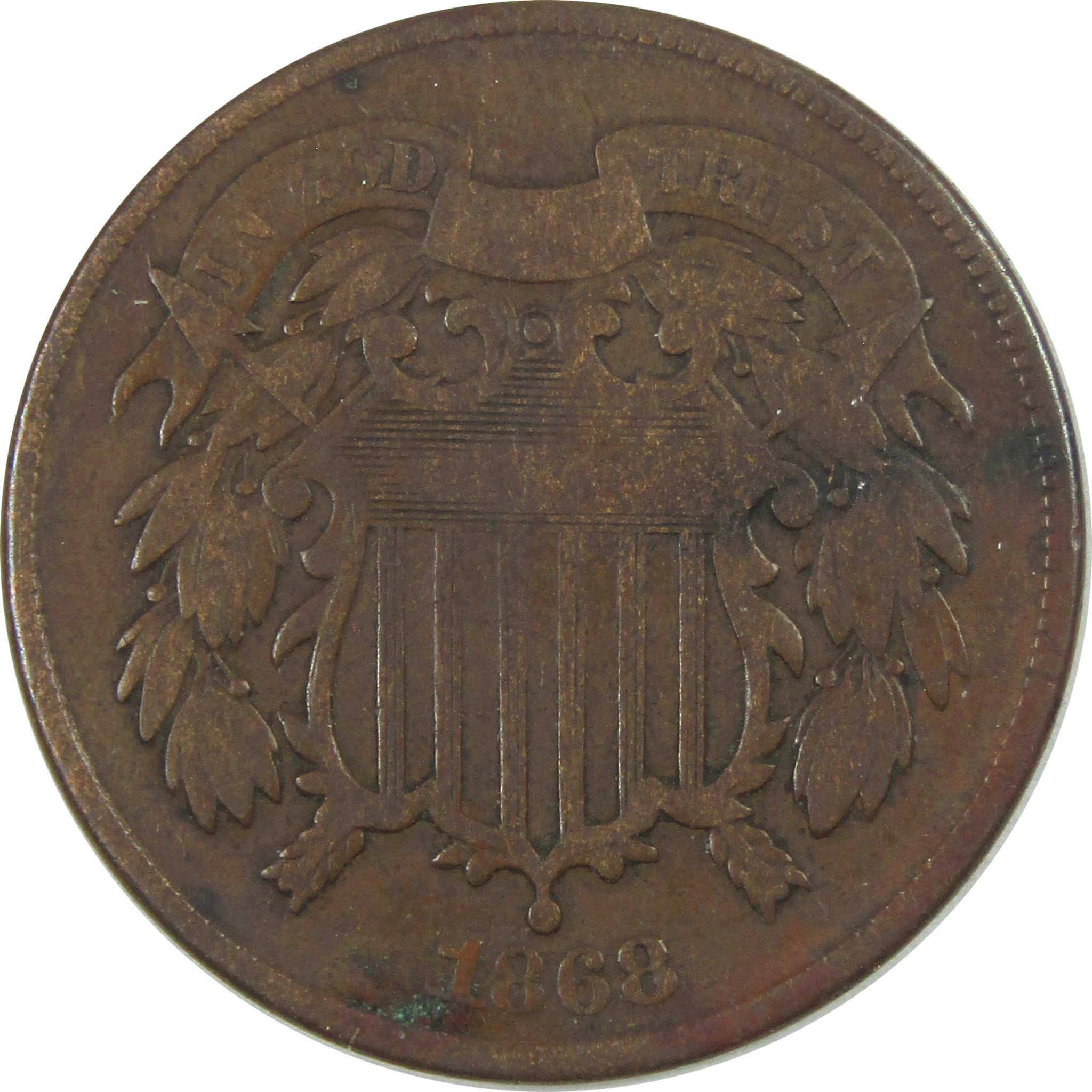 1868 Shield Two Cent Piece VG Very Good 2c Coin SKU:I16408