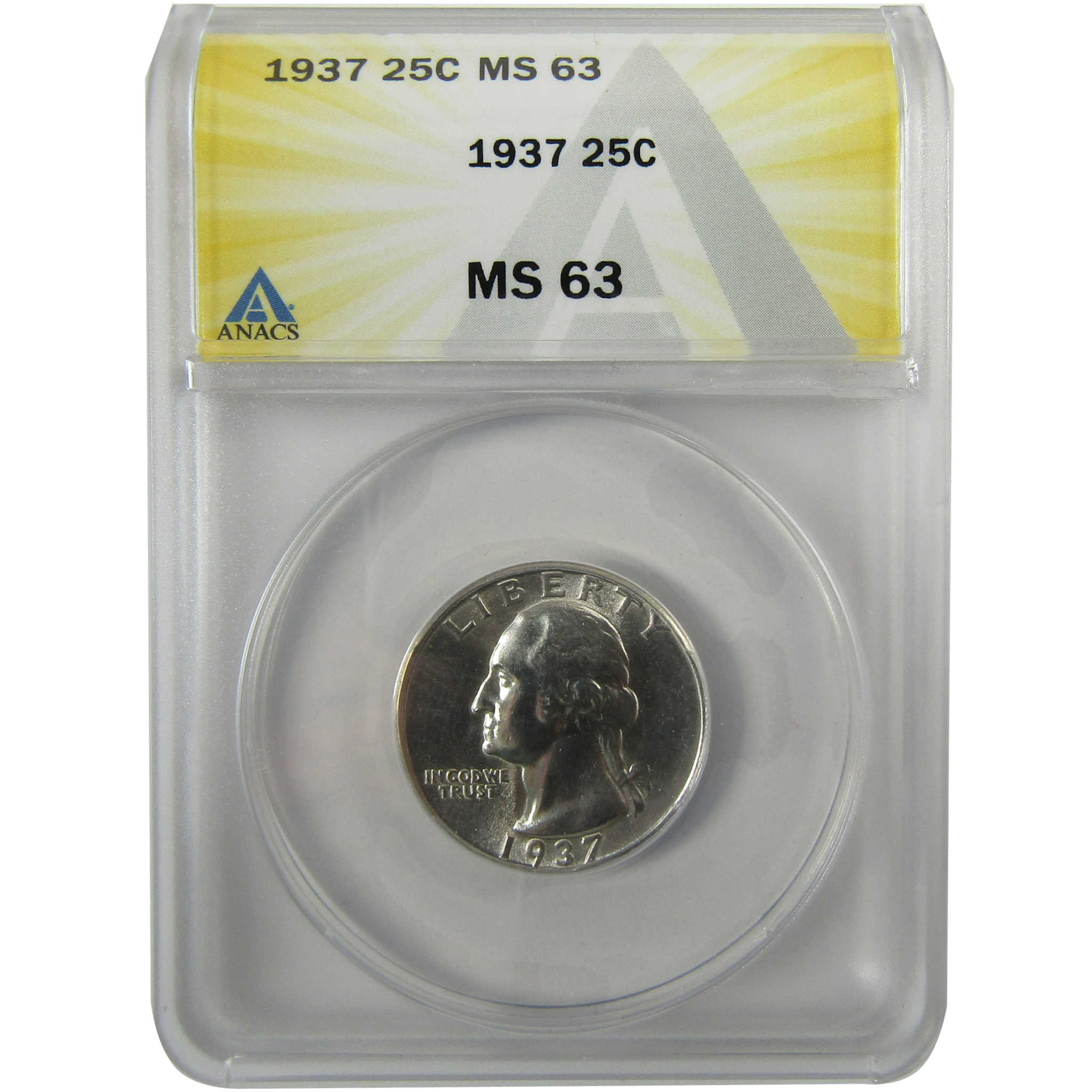 1937 Washington Silver Quarter MS 63 ANACS Uncirculated SKU:I28481