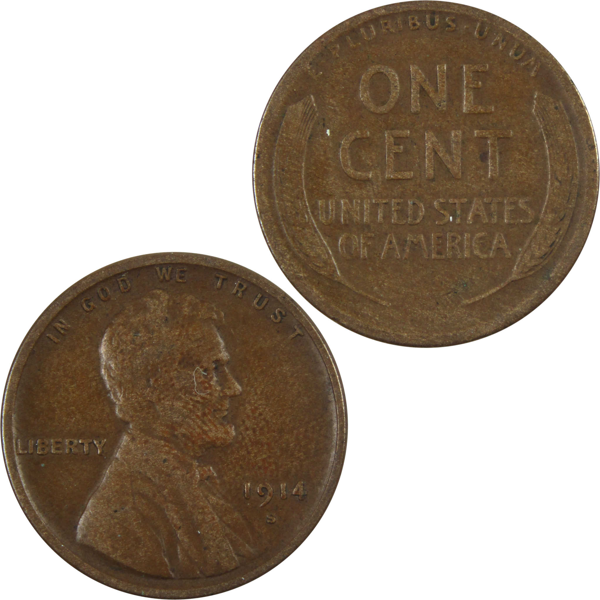 1914 S Lincoln Wheat Cent VG Very Good Penny 1c Coin SKU:I14519