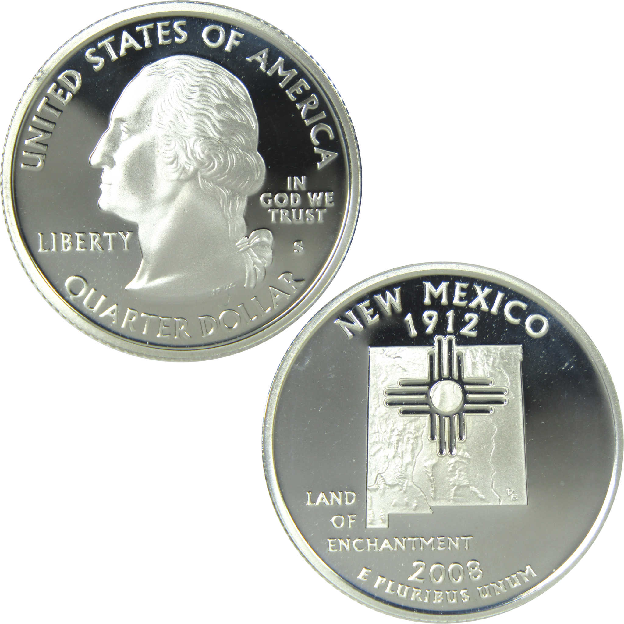 2008 S New Mexico State Quarter Choice Proof Silver 25c Coin