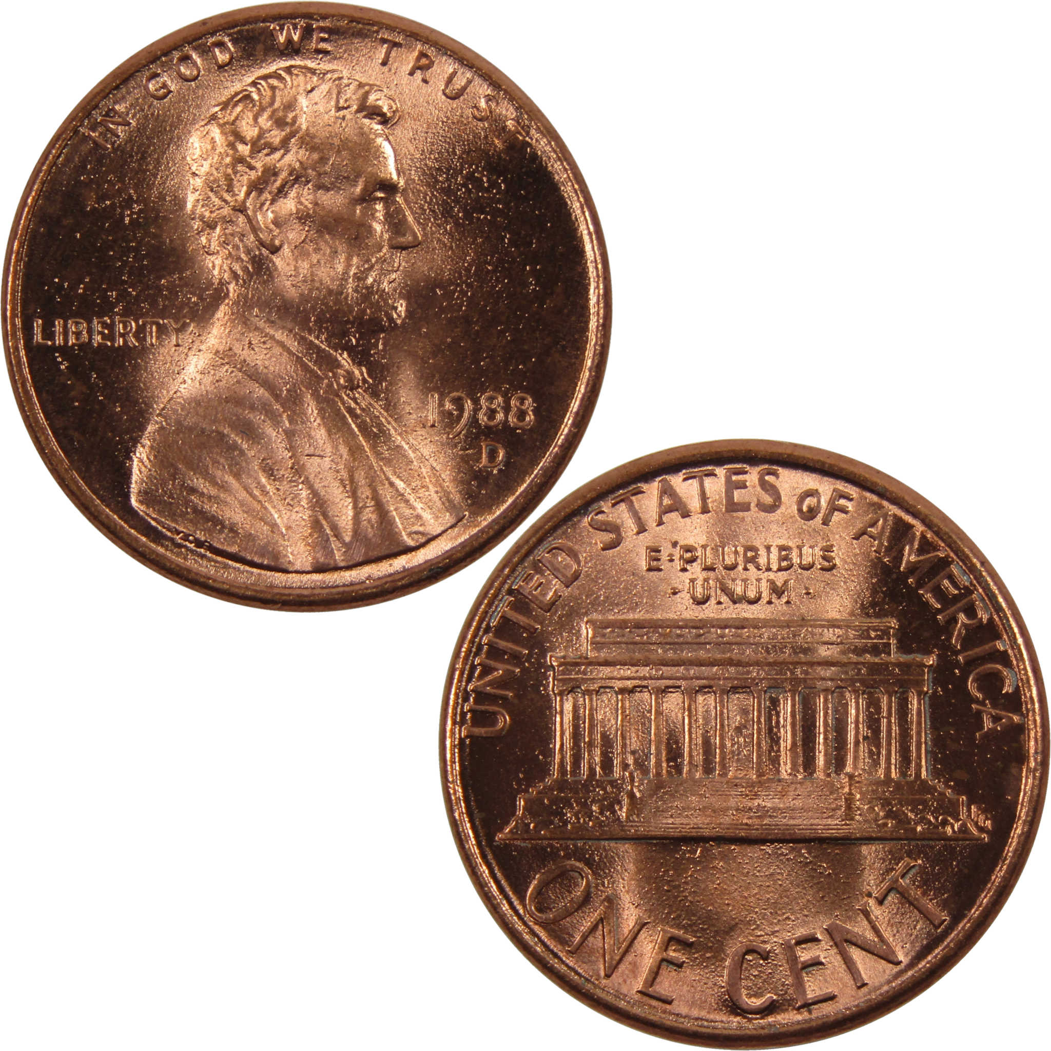 1988 D Lincoln Memorial Cent BU Uncirculated Penny 1c Coin