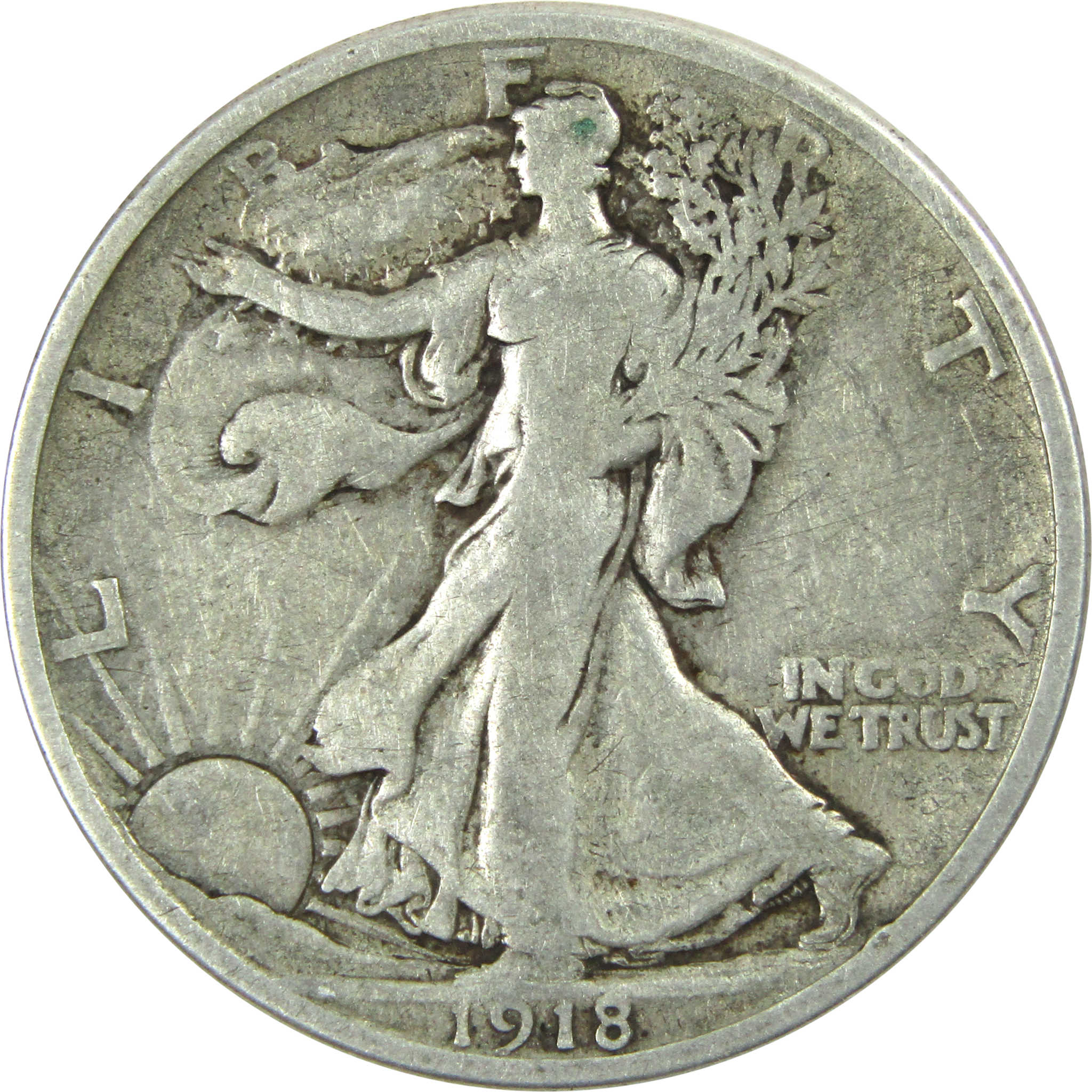 1918 S Liberty Walking Half Dollar VG Very Good Silver 50c SKU:I13893