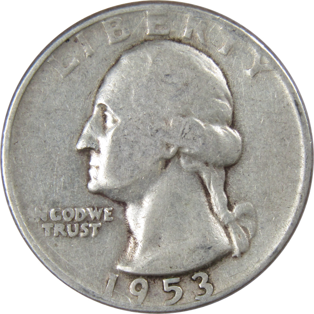 1953 S Washington Quarter F Fine Silver 25c Coin
