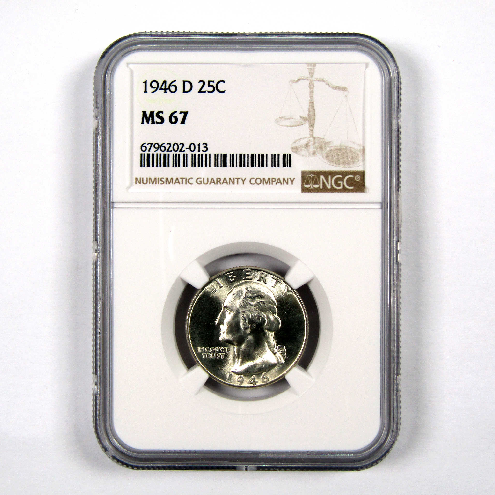 1946 D Washington Quarter MS 67 NGC 90% Silver 25c Unc SKU:I9238