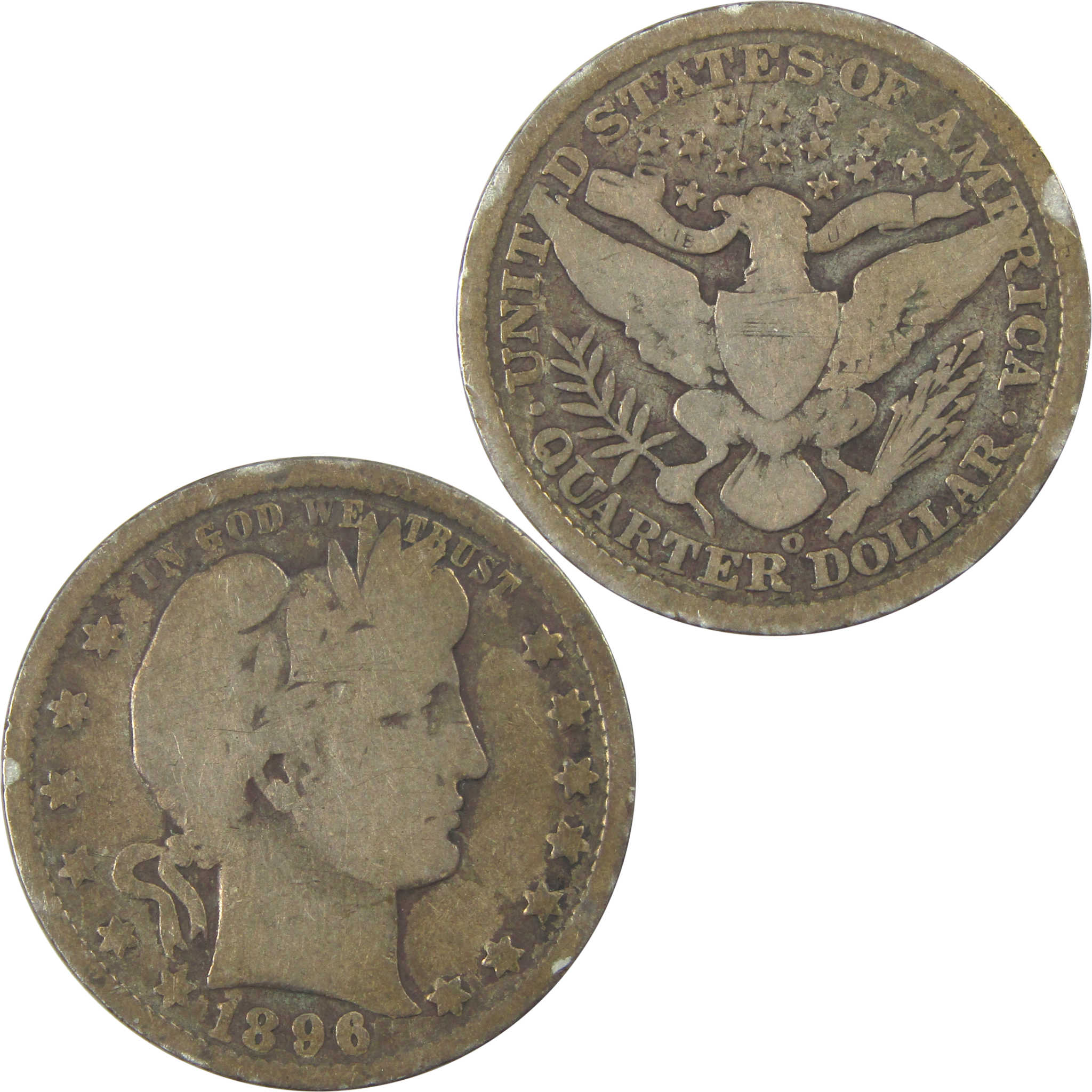 1896 O Barber Quarter G Good Silver 25c Coin SKU:I21861