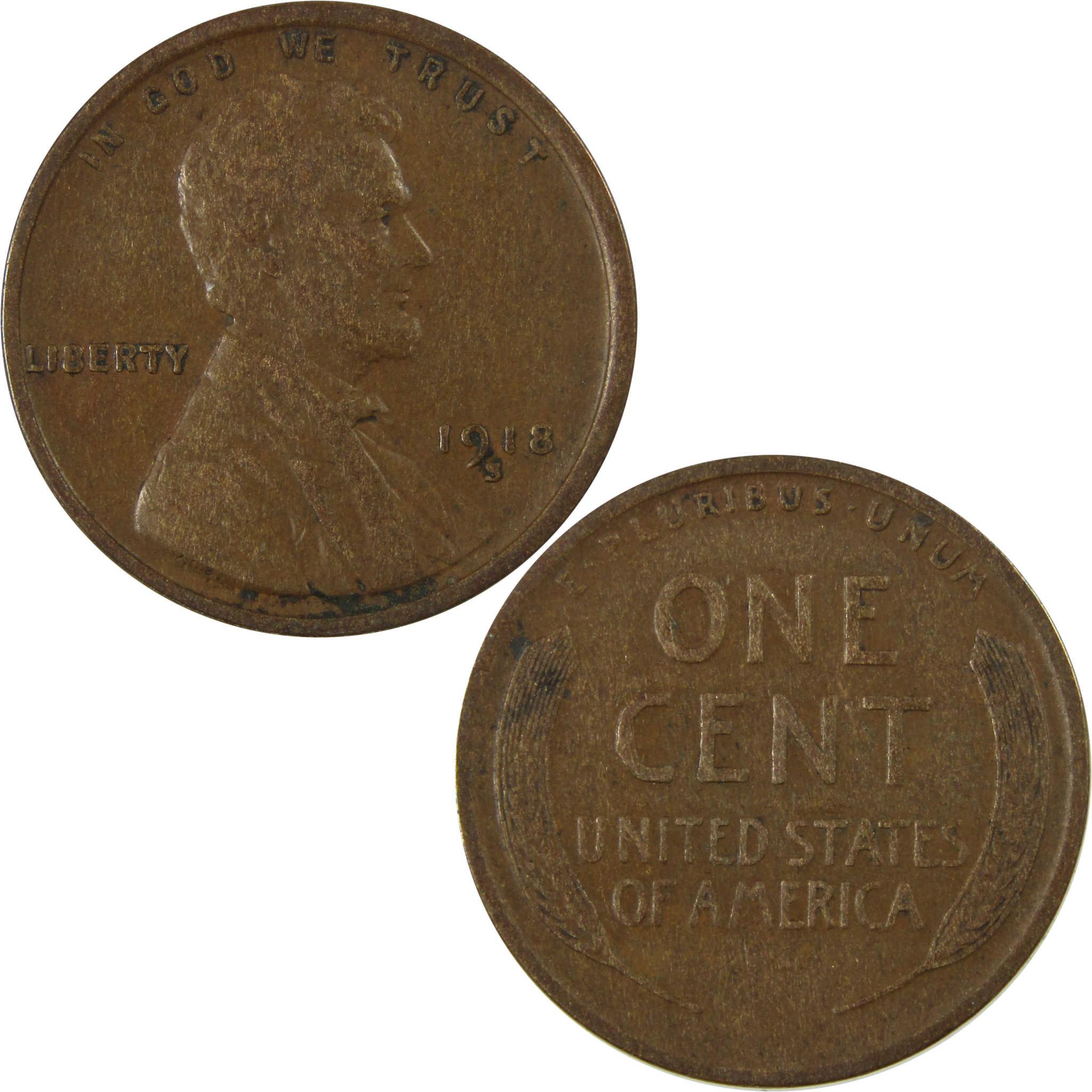 1918 S Lincoln Wheat Cent VF Very Fine Penny 1c Coin SKU:I25869