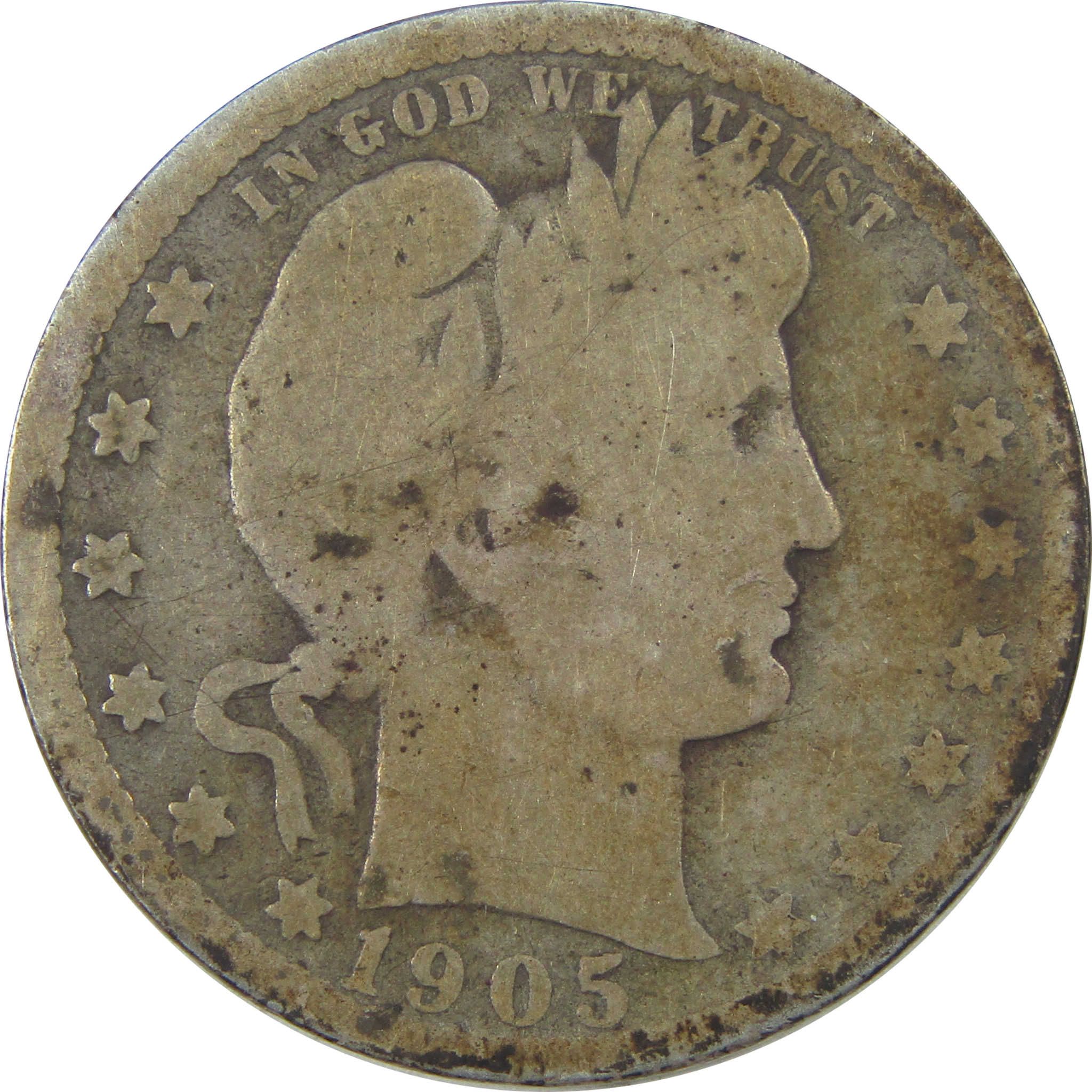 1905 O Barber Quarter AG About Good Silver 25c Coin SKU:I21827