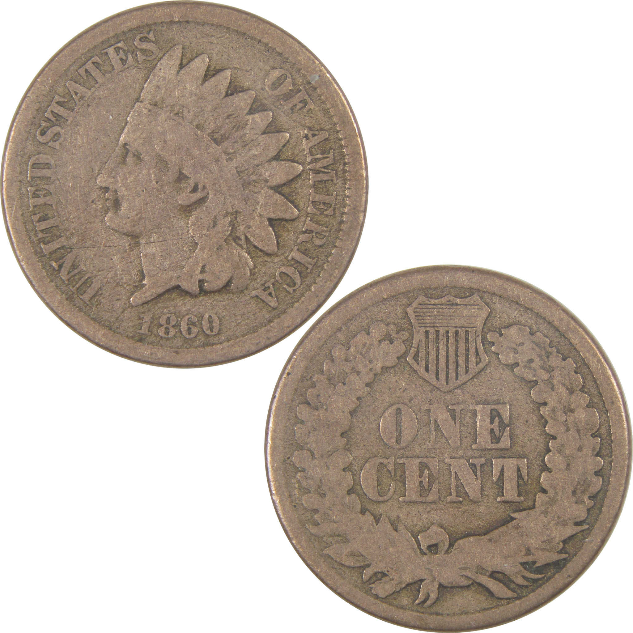 1860 Indian Head Cent G Good Penny 1c Coin SKU:I16803