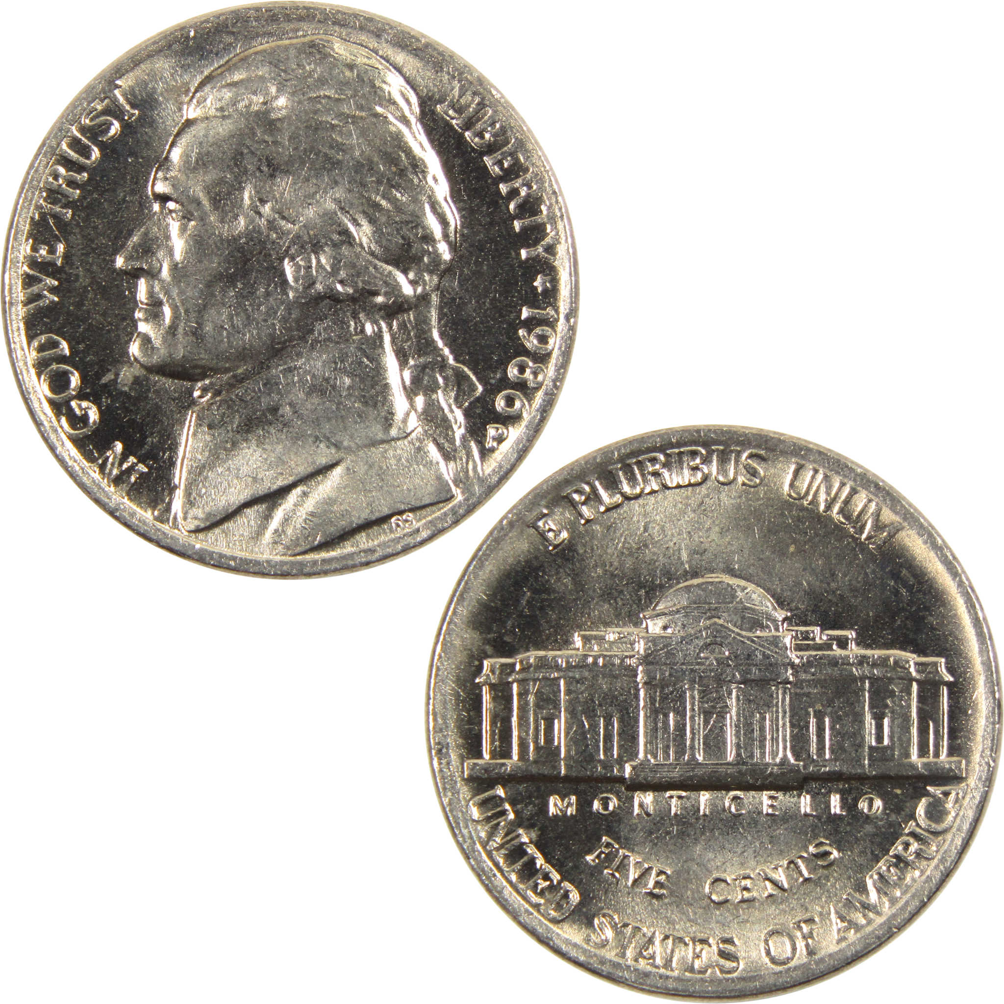 1986 P Jefferson Nickel BU Uncirculated 5c Coin