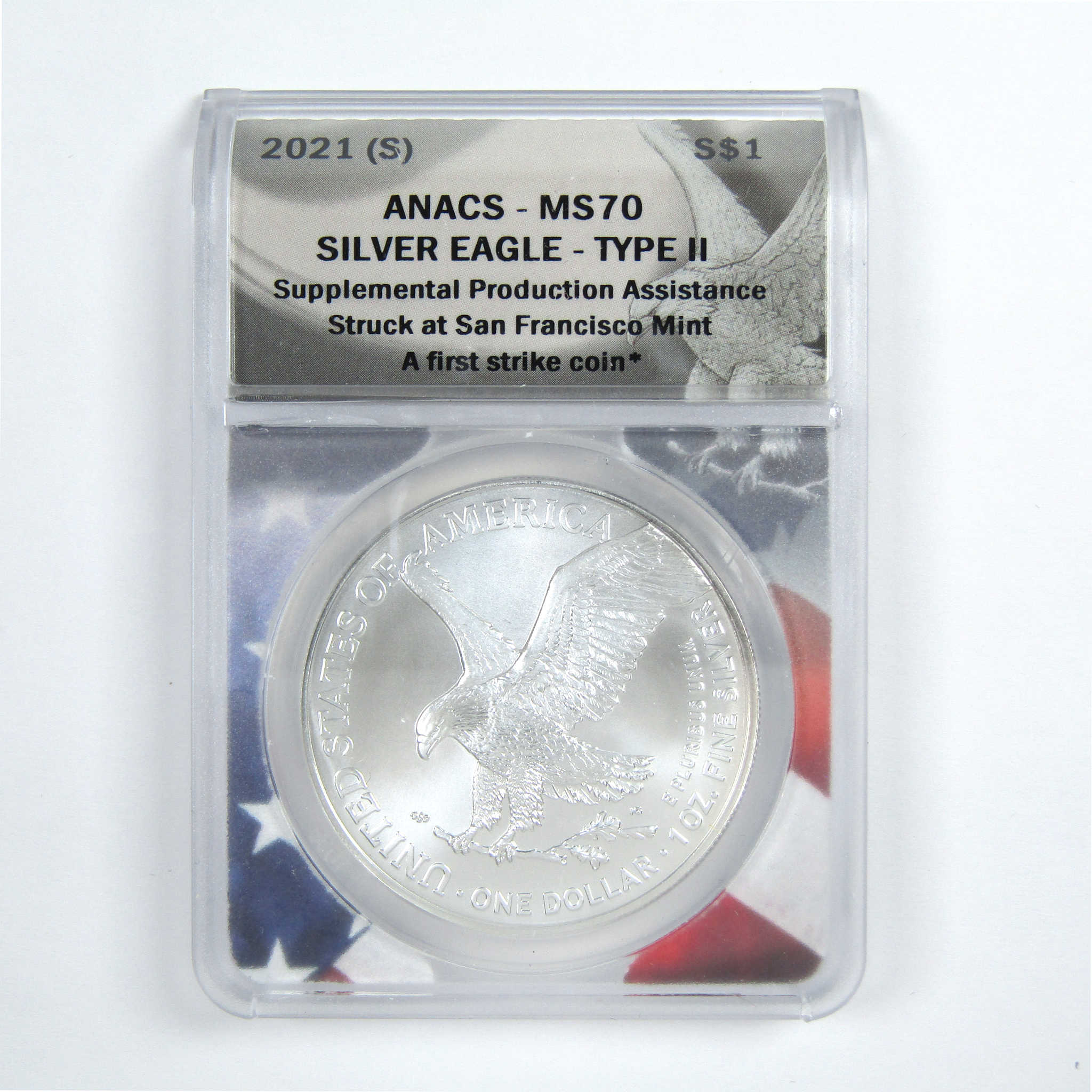 2021 (S) Type 2 American Silver Eagle MS 70 ANACS $1 SKU:CPC7822