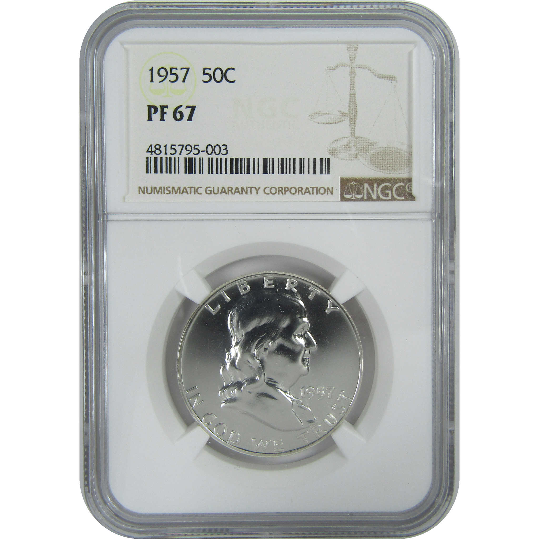 1957 Franklin Half Dollar PF 67 NGC Silver 50c Proof Coin SKU:CPC9277