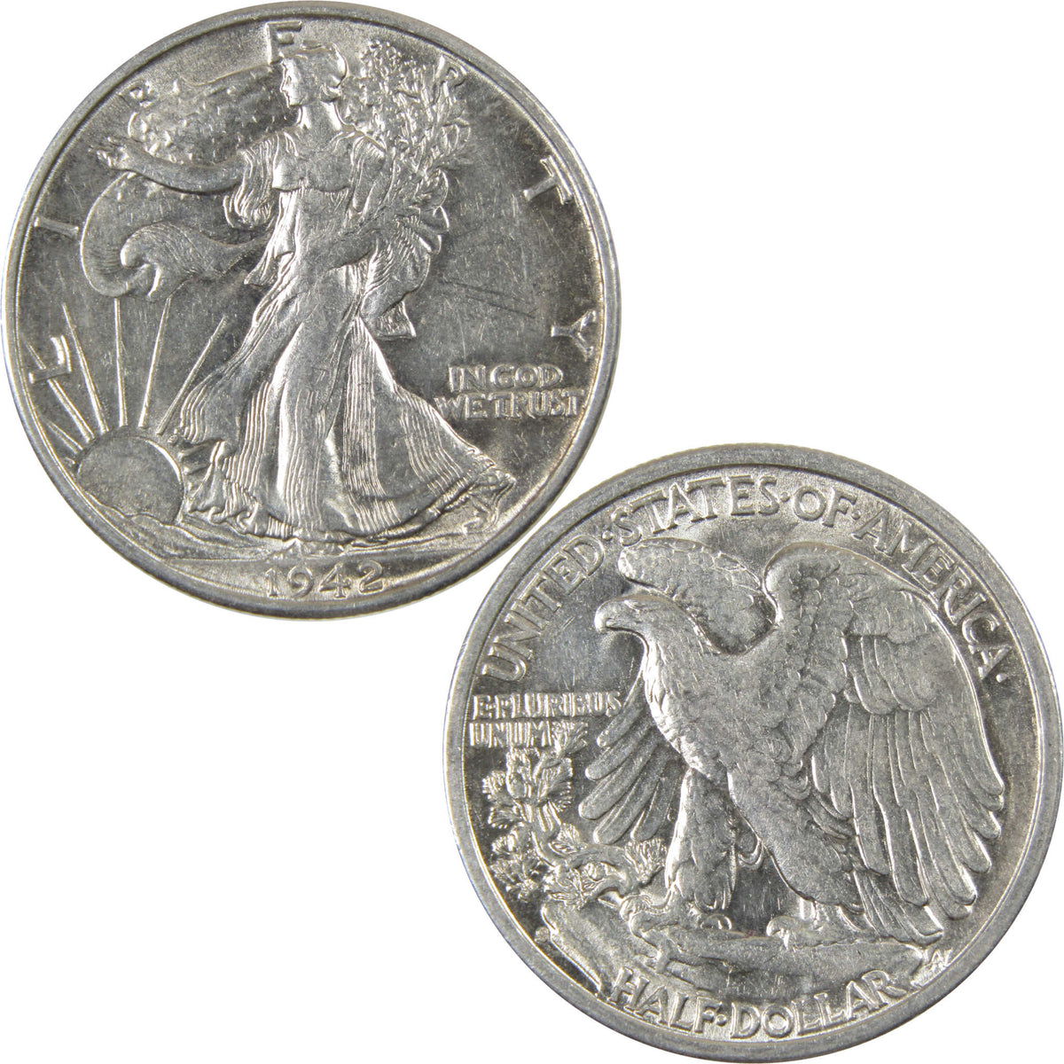 1942 S Liberty Walking Silver 50c Borderline Uncirculated SKU:I28659