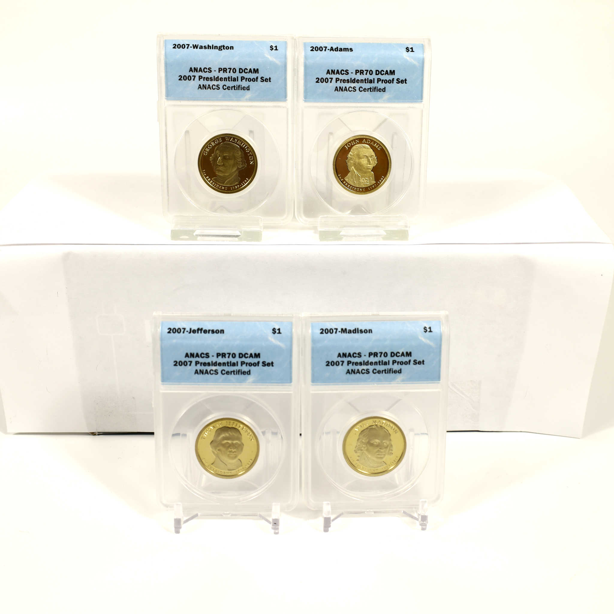 2007 Presidential Dollar 4 Coin Set PR 70 DCAM ANACS SKU:CPC6614