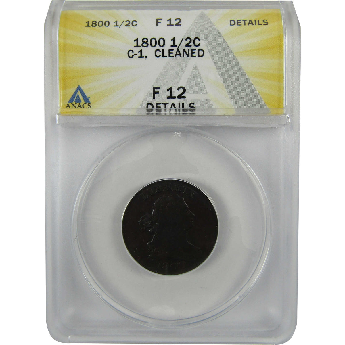 1800 C-1 Draped Bust Copper Half Cent F 12 Details ANACS SKU:I28566